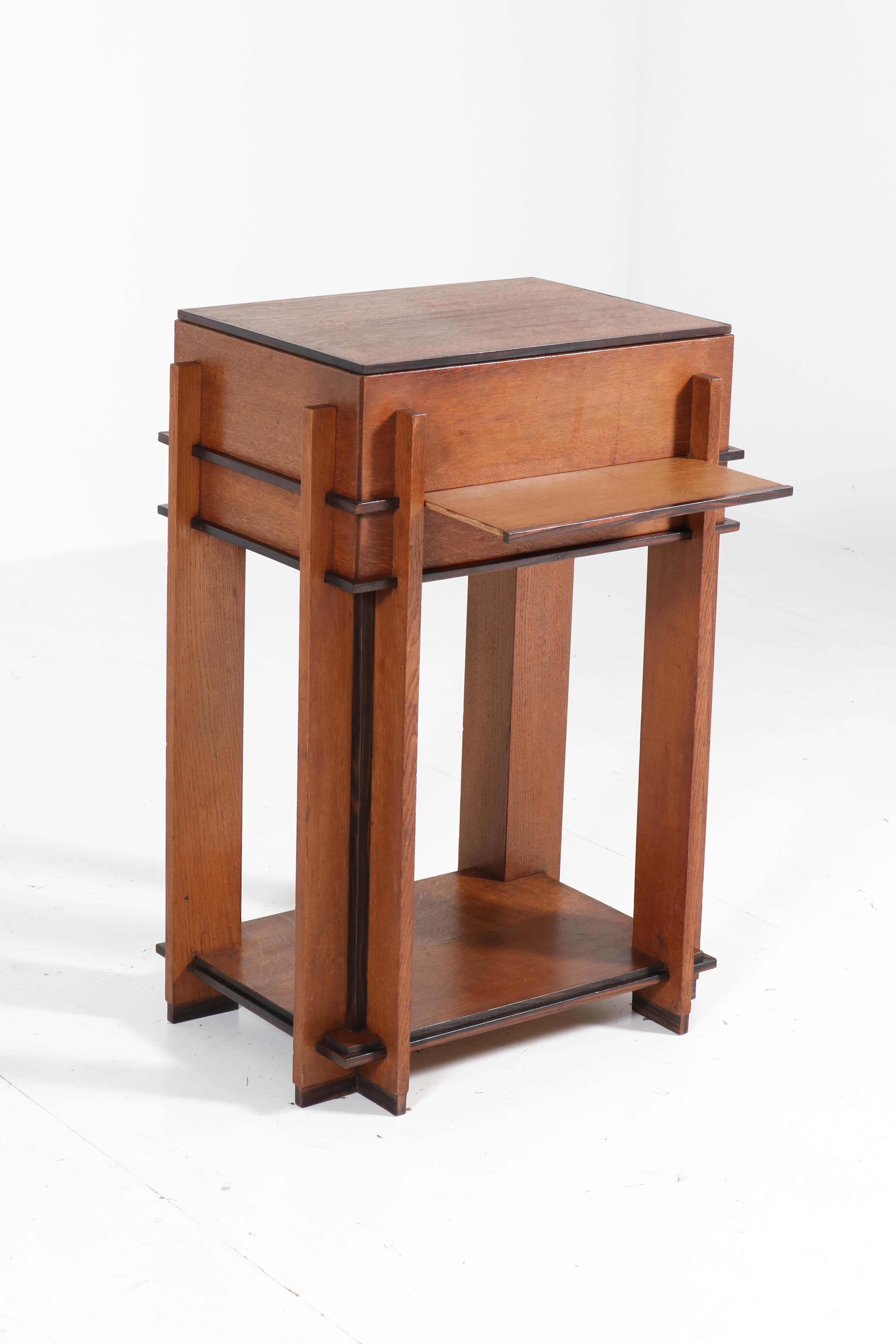 Oak Art Deco Haagse School Sewing Table by J. Roodenburgh, 1920s 7