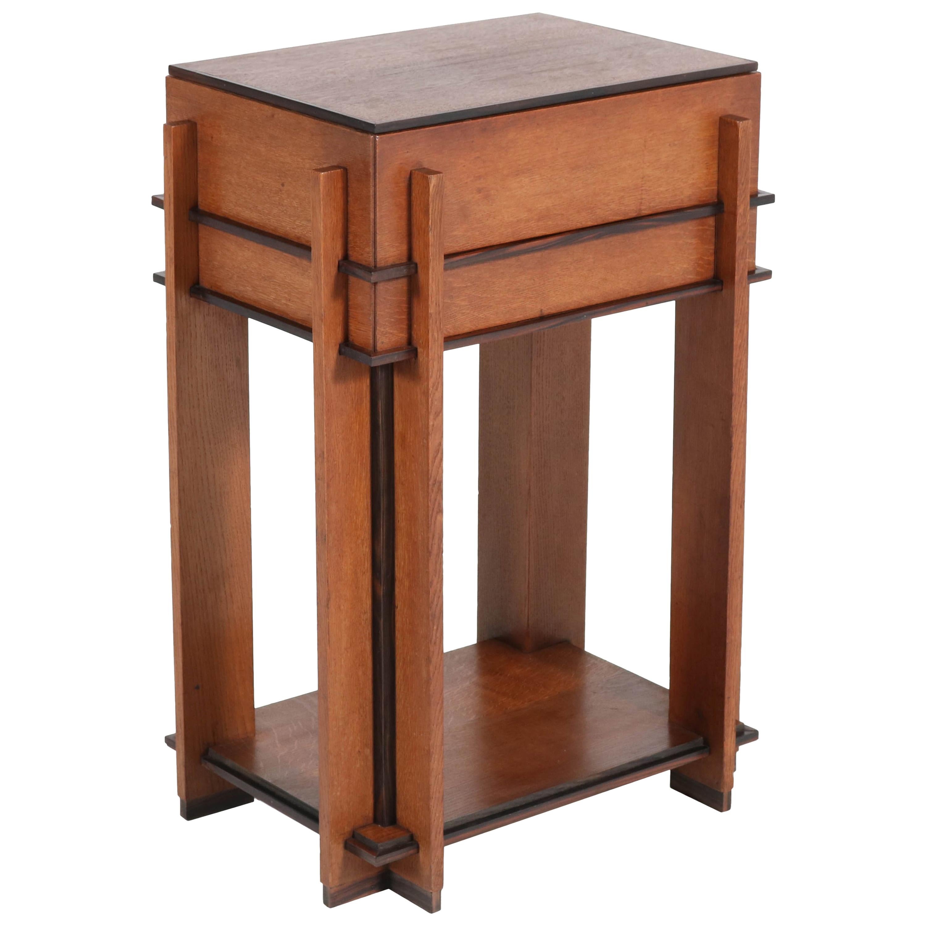 Oak Art Deco Haagse School Sewing Table by J. Roodenburgh, 1920s