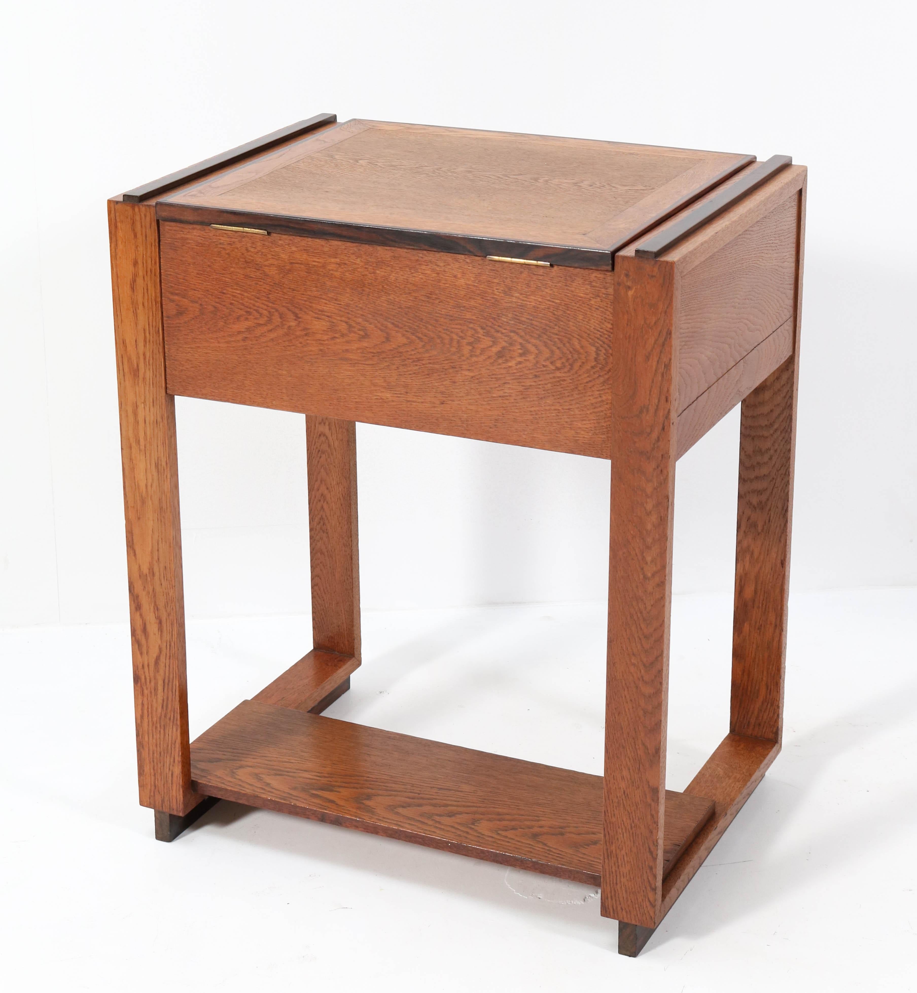 Oak Art Deco Haagse School Sewing Table by P.E.L. Izeren for Genneper Molen 8
