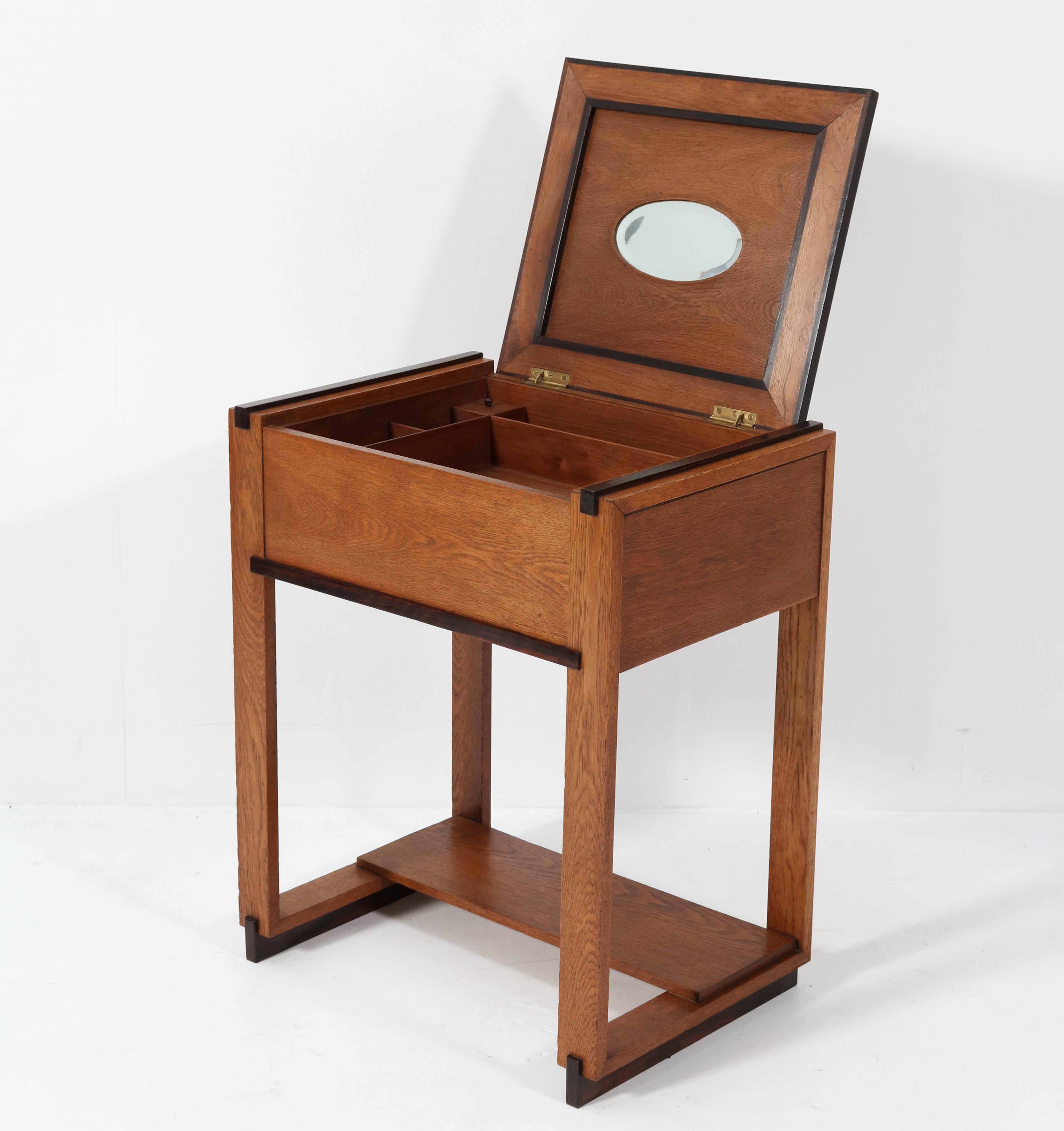 Dutch Oak Art Deco Haagse School Sewing Table by P.E.L. Izeren for Genneper Molen