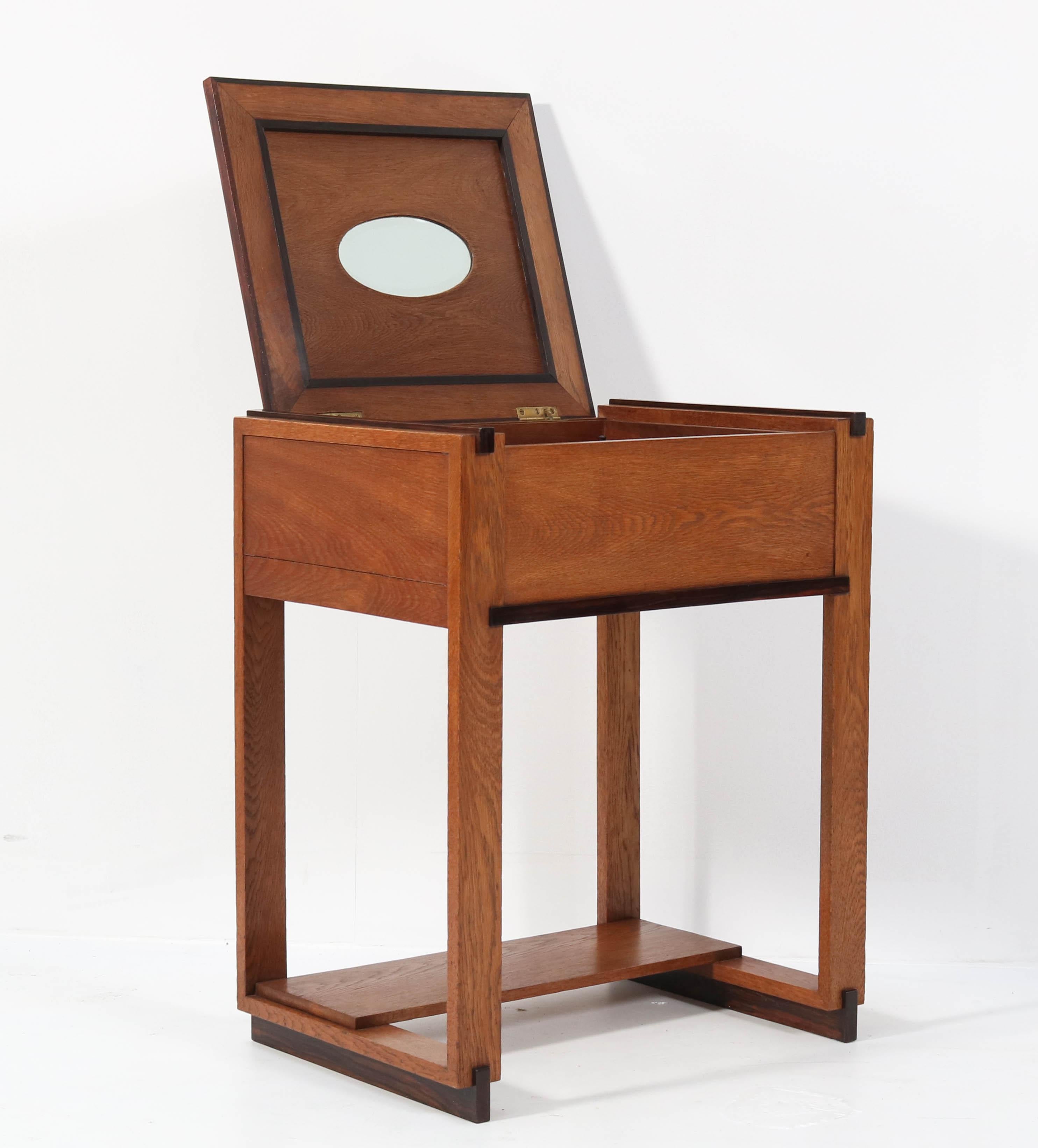 Early 20th Century Oak Art Deco Haagse School Sewing Table by P.E.L. Izeren for Genneper Molen
