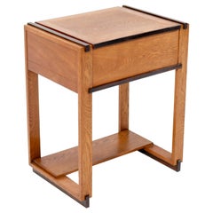 Antique Oak Art Deco Haagse School Sewing Table by P.E.L. Izeren for Genneper Molen