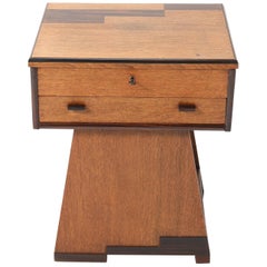 Oak Art Deco Haagse School Sewing Table by P.E.L. Izeren for Genneper Molen