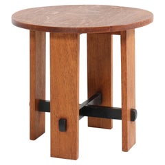 Oak Art Deco Haagse School Side Table by Jan Brunott, 1920s