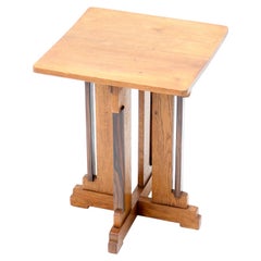 Oak Art Deco Haagse School Side Table by P.E.L. Izeren for Genneper Molen