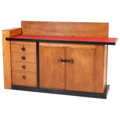 Antique Oak Art Deco Haagse School Sideboard by Jan Brunott, 1920s