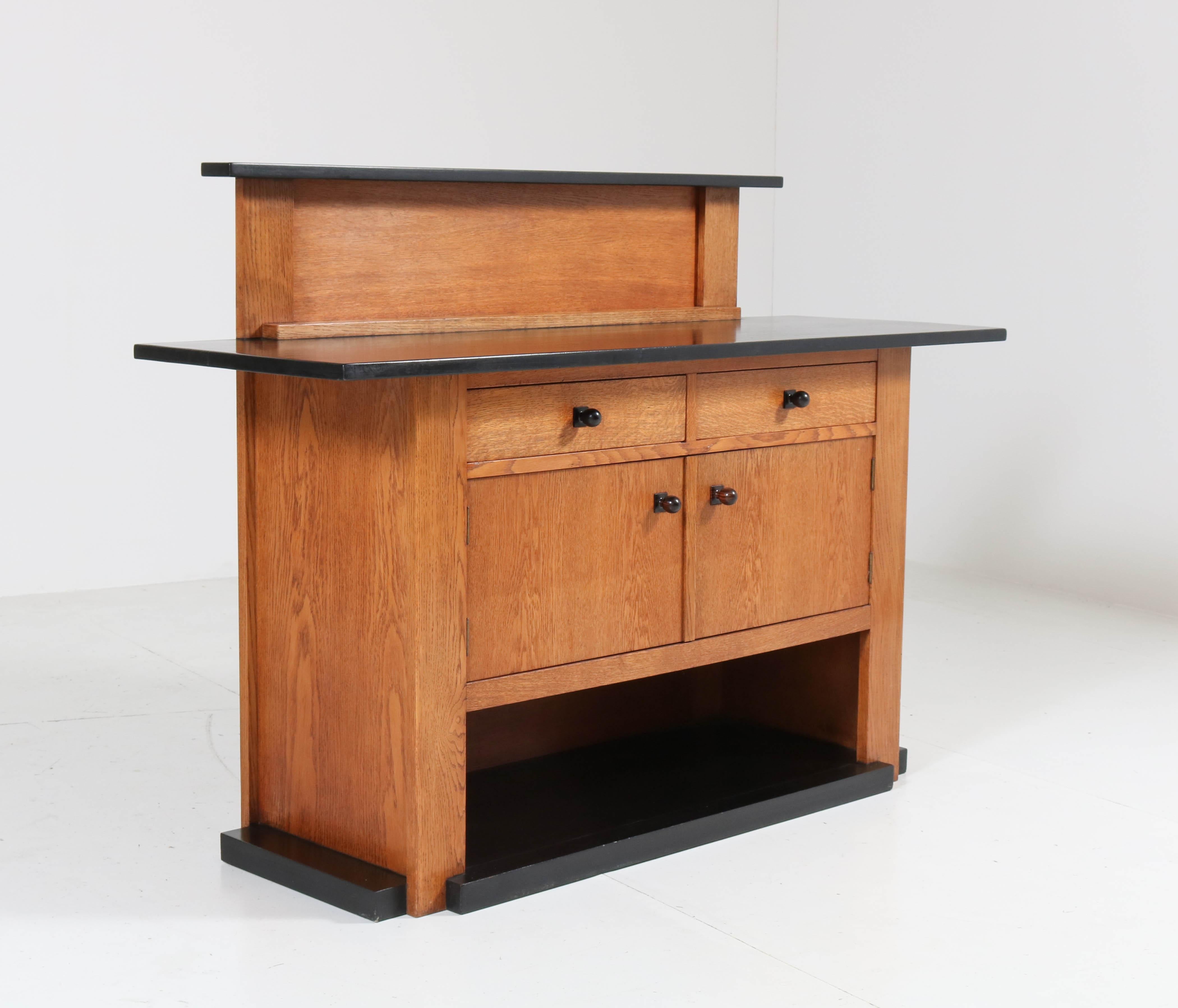 Lacquered Oak Art Deco Haagse School Sideboard or Credenza by J.C. Jansen for L.O.V.