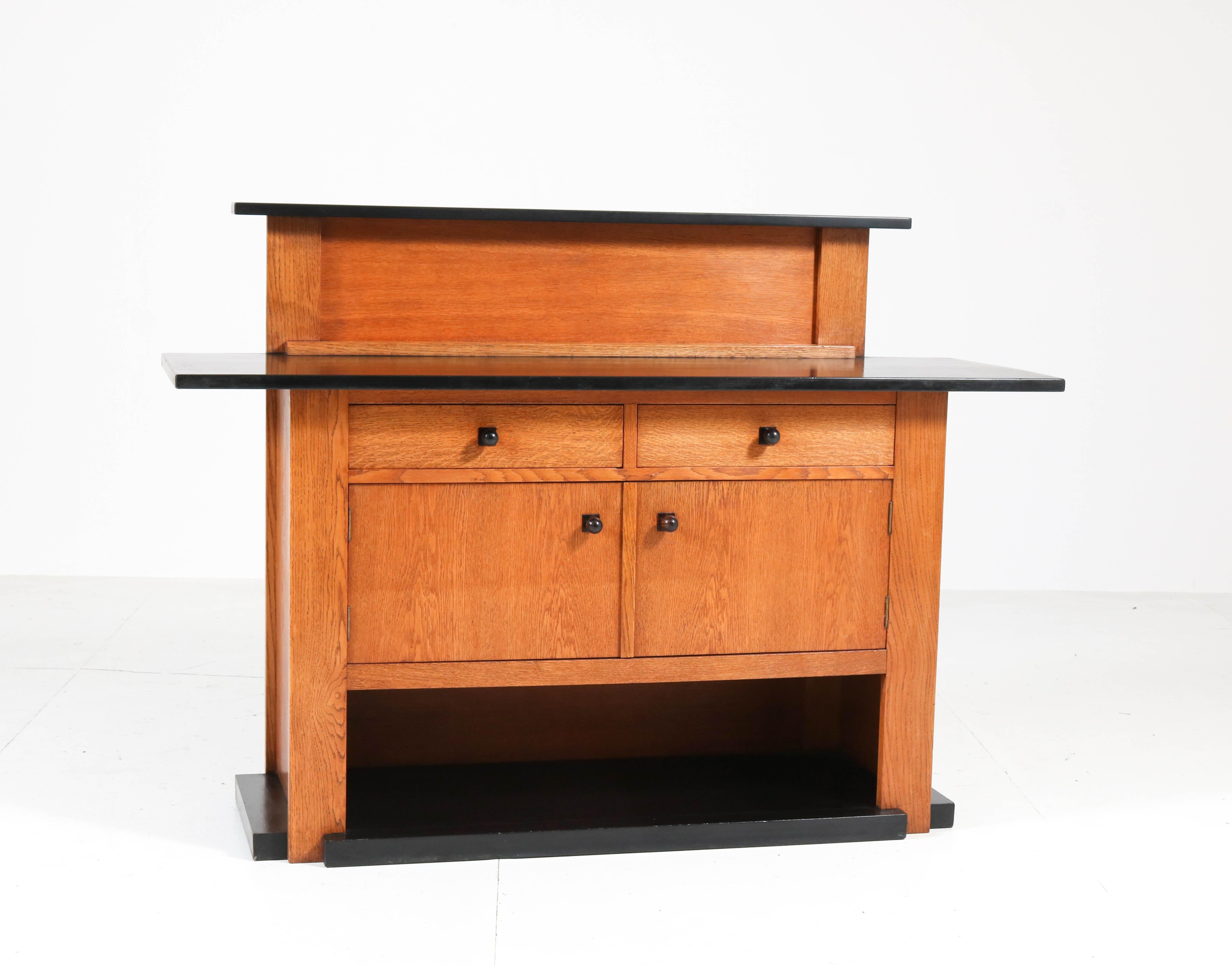 Oak Art Deco Haagse School Sideboard or Credenza by J.C. Jansen for L.O.V. In Good Condition In Amsterdam, NL