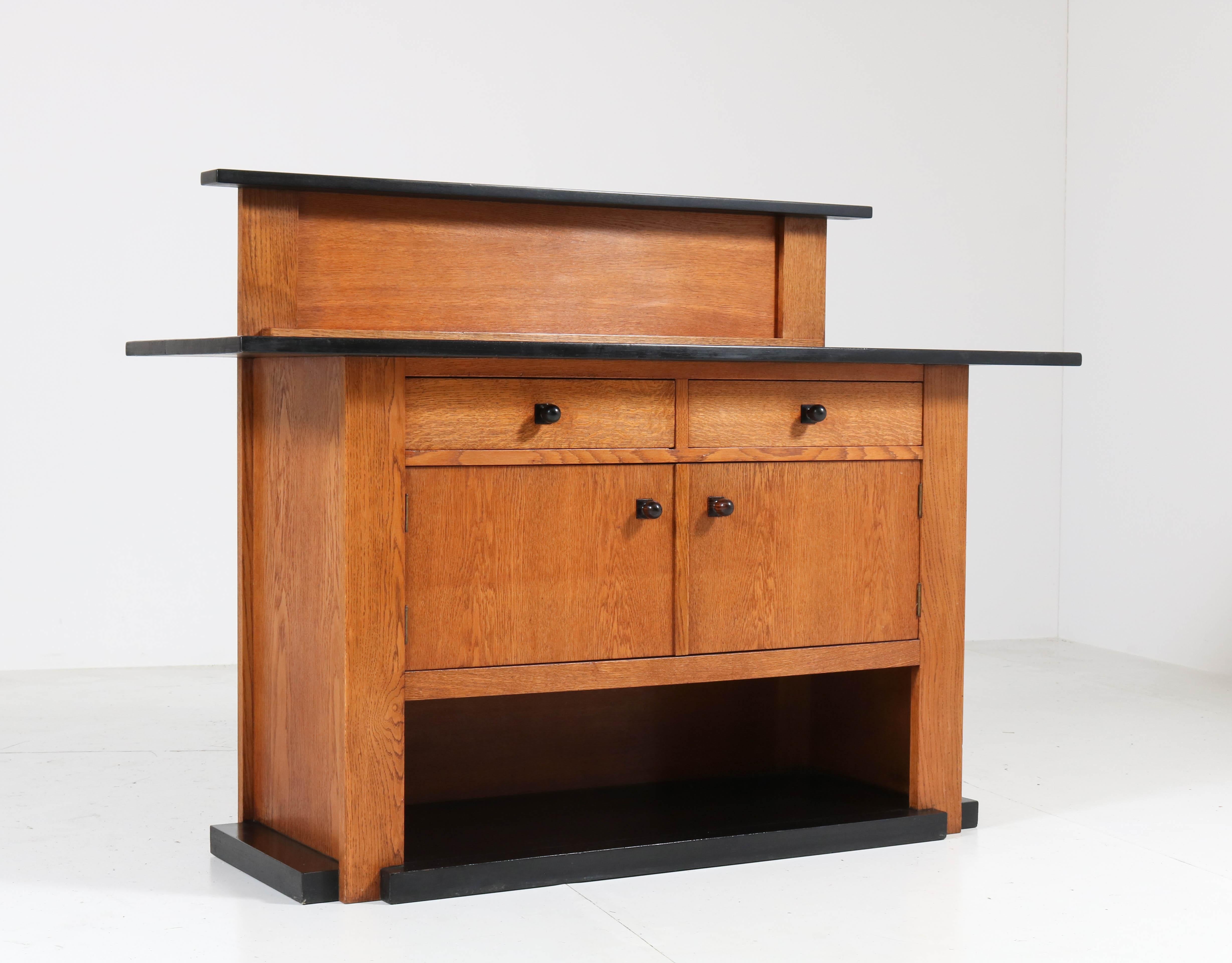 Early 20th Century Oak Art Deco Haagse School Sideboard or Credenza by J.C. Jansen for L.O.V.