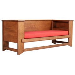 Oak Art Deco Haagse School Sofa or Bench by Hendrik Wouda for Pander & Zonen