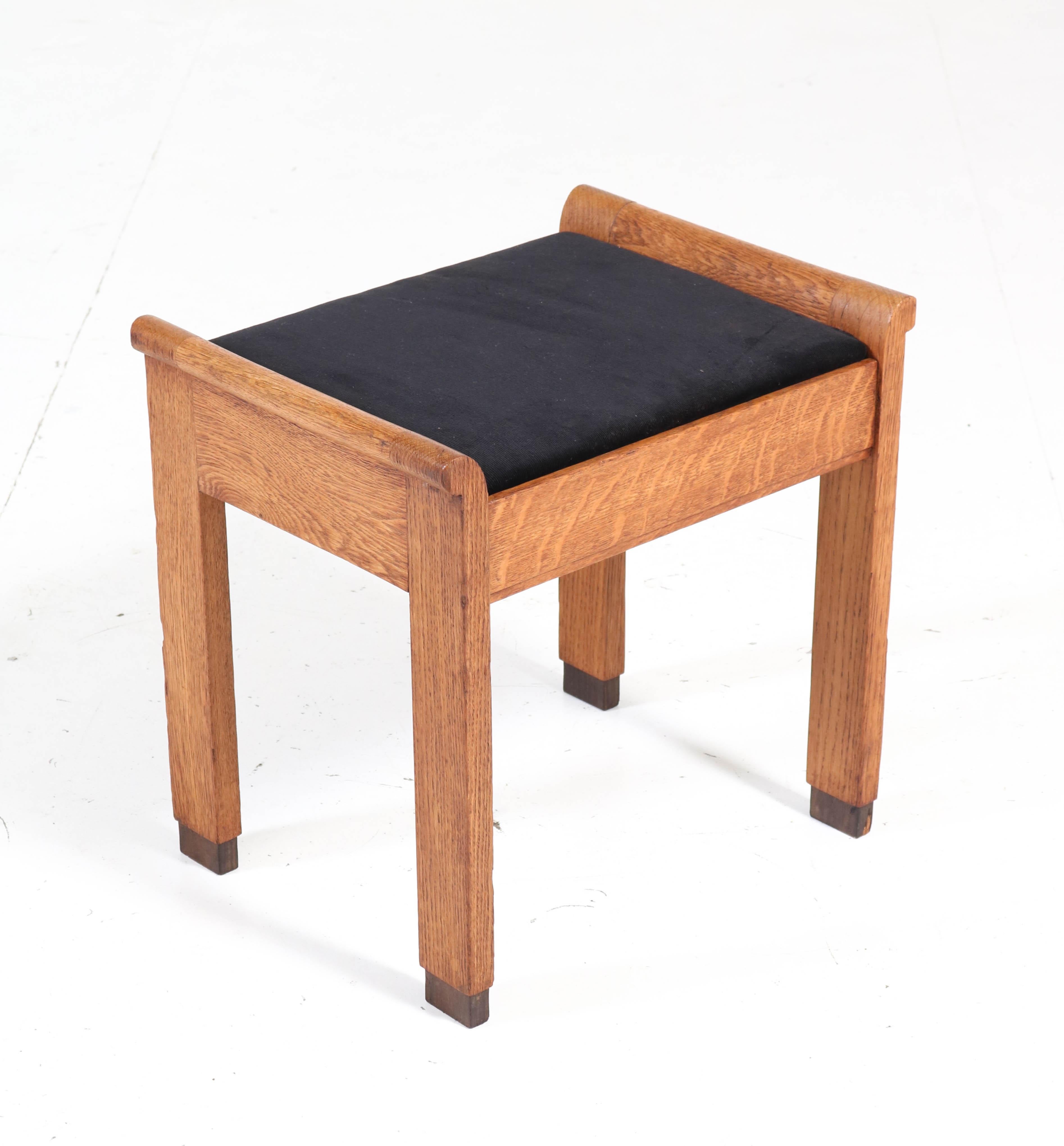 Early 20th Century Oak Art Deco Haagse School Stool by J.A. Muntendam for L.O.V. Oosterbeek, 1920s