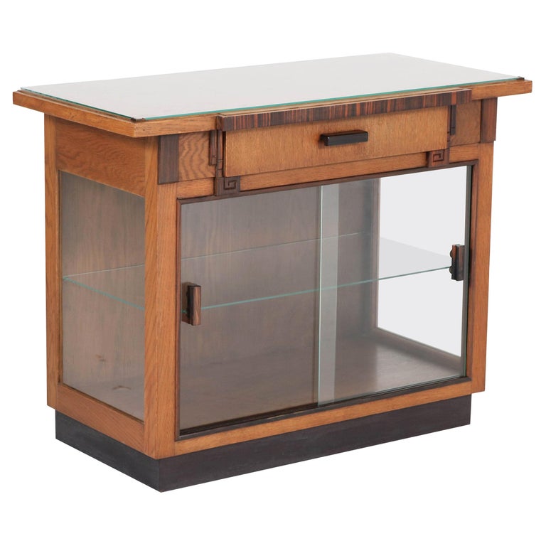 Oak Art Deco Haagse School Tea Cabinet With Drawer 1920s For Sale
