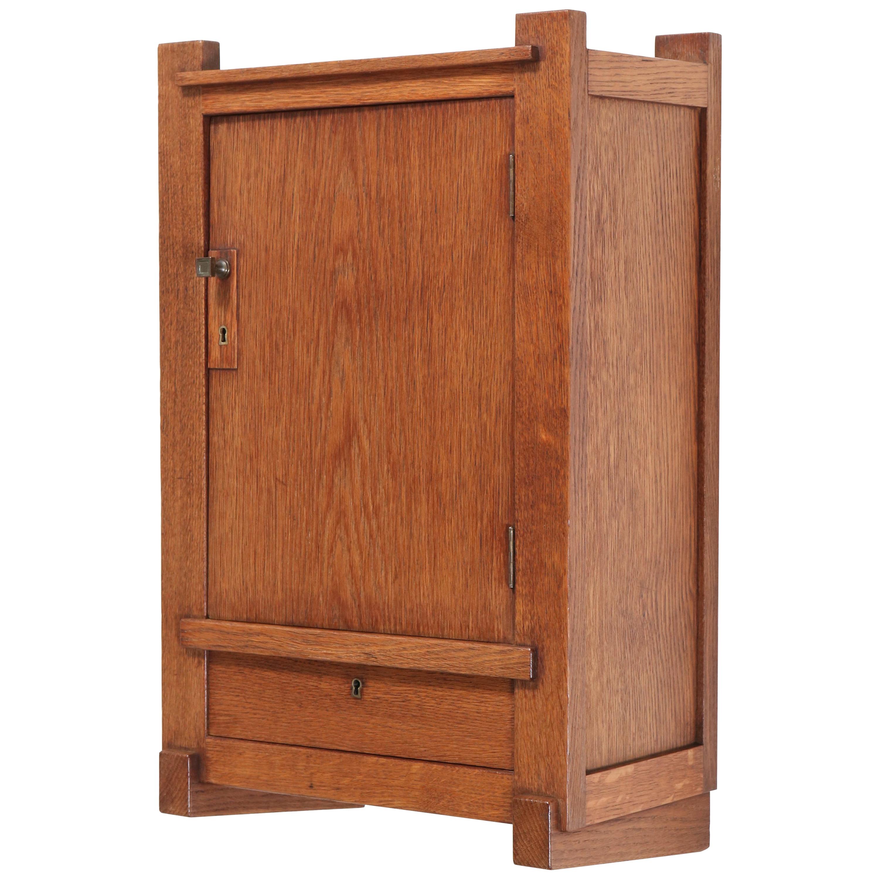 Oak Art Deco Haagse School Wall Cabinet by Hendrik Wouda for Pander, 1924