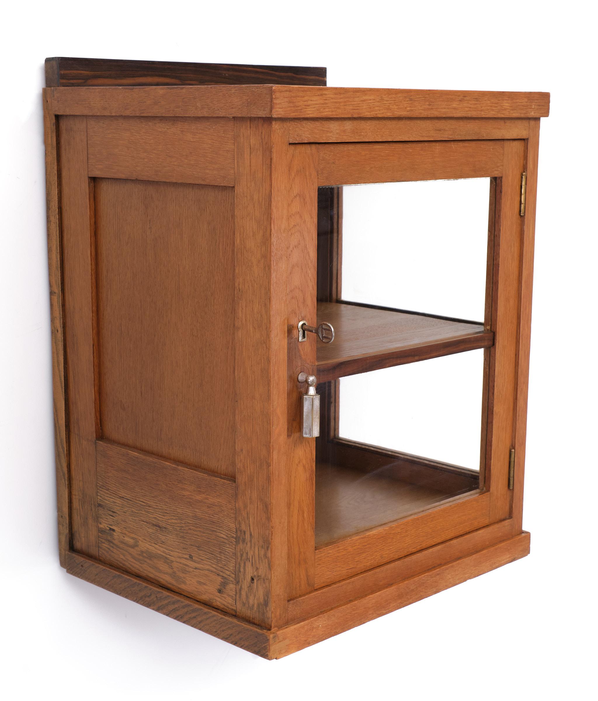 Mid-20th Century Oak Art Deco hanging cabinets 1930s  For Sale