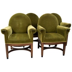 Vintage Art Deco Green Velvet Management Chairs by Pander and Sons