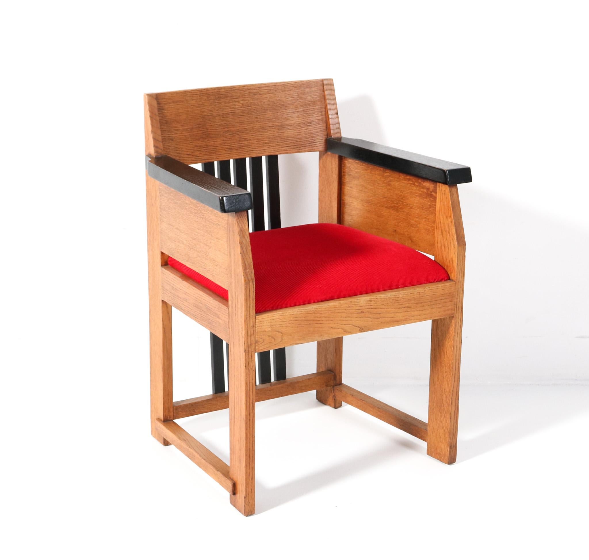 Modernistischer Art-Déco-Sessel aus Eichenholz von Hendrik Wouda für Pander, 1920er Jahre (Niederländisch) im Angebot