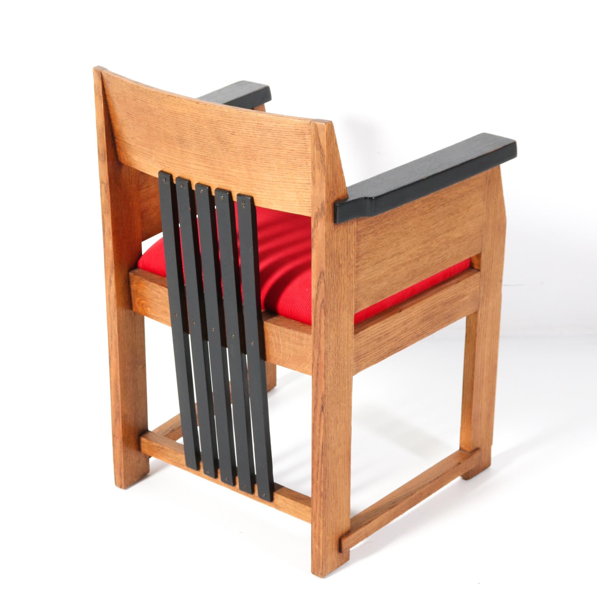 Modernistischer Art-Déco-Sessel aus Eichenholz von Hendrik Wouda für Pander, 1920er Jahre (Frühes 20. Jahrhundert) im Angebot