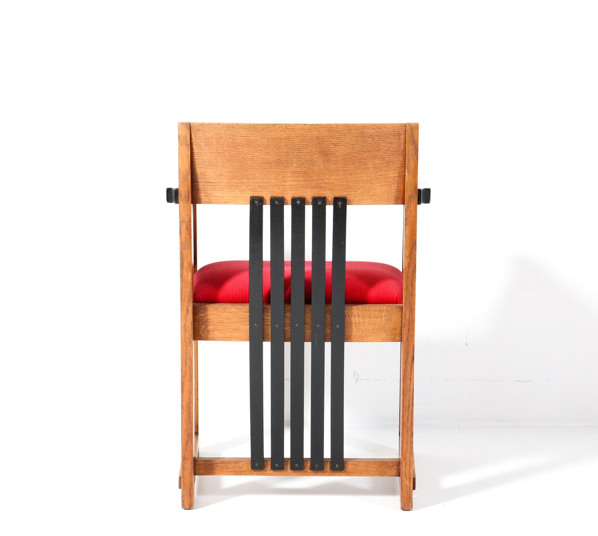 Modernistischer Art-Déco-Sessel aus Eichenholz von Hendrik Wouda für Pander, 1920er Jahre (Stoff) im Angebot