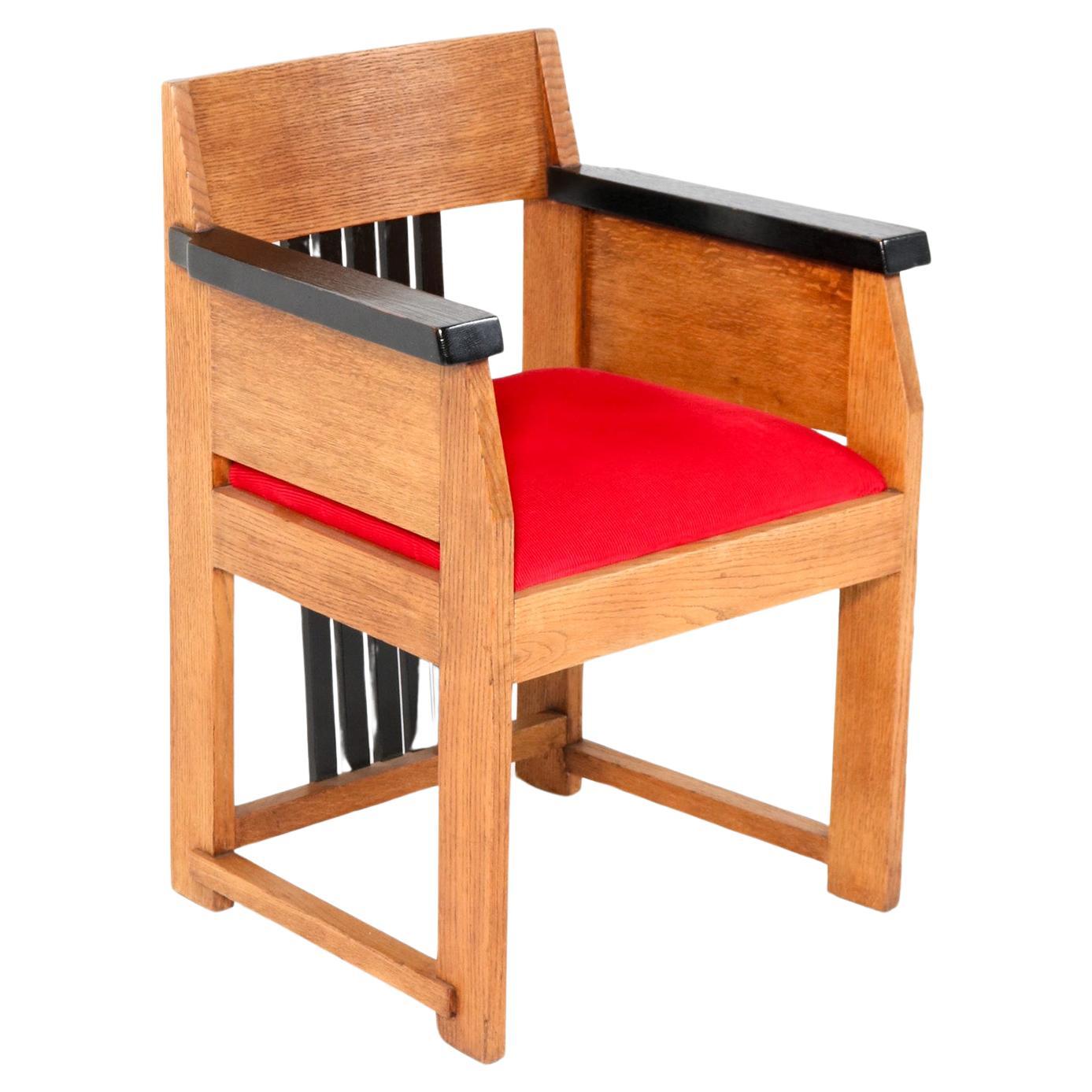 Modernistischer Art-Déco-Sessel aus Eichenholz von Hendrik Wouda für Pander, 1920er Jahre im Angebot