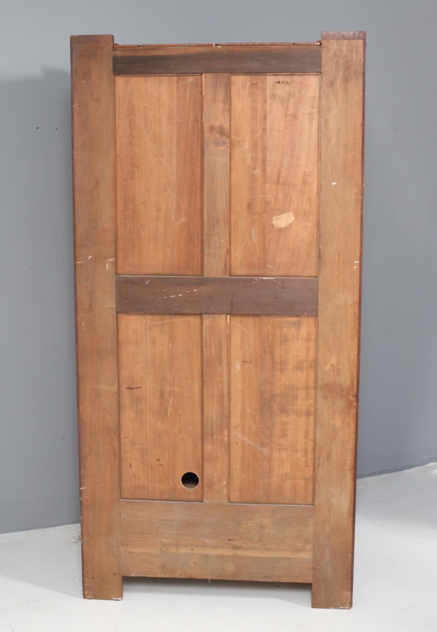 Early 20th Century Oak Art Deco Modernist Armoire or Wardrobe by Hendrik Wouda for Pander, 1924 For Sale