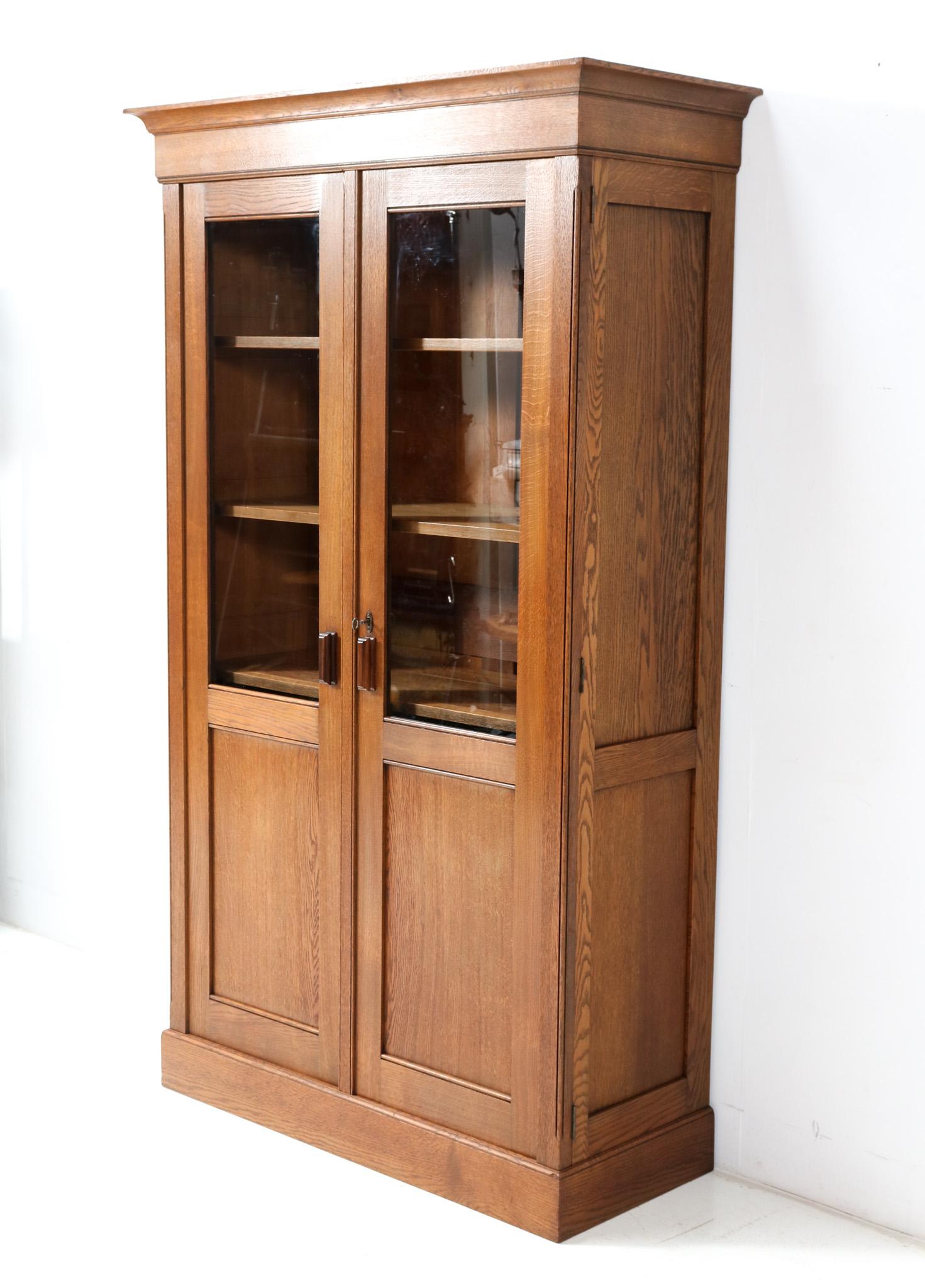 Dutch Oak Art Deco Modernist Bookcase, 1920s For Sale