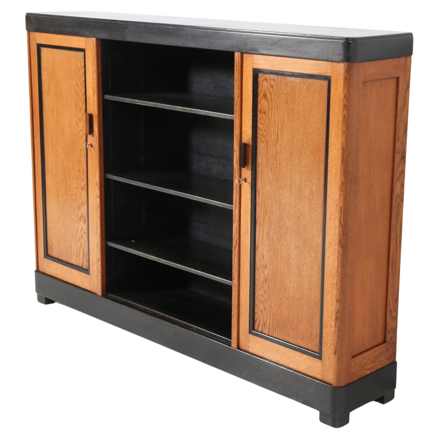 Oak Art Deco Modernist Bookcase by Frits Spanjaard for L.O.V. Oosterbeek, 1920s