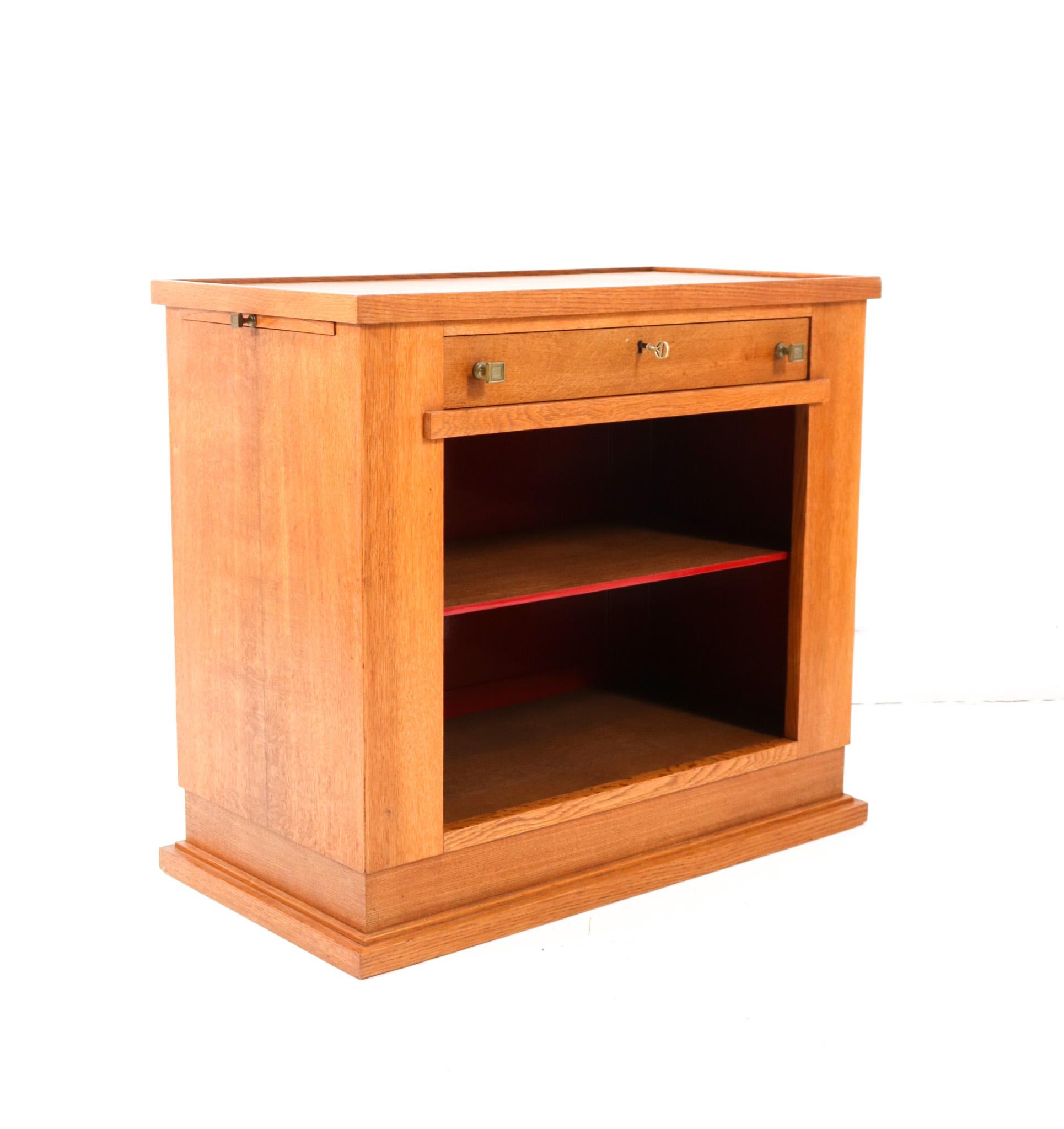 Brass Oak Art Deco Modernist Cabinet by Hendrik Wouda for H. Pander & Zonen, 1924 For Sale