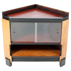 Oak Art Deco Modernist Corner Cabinet, 1920s