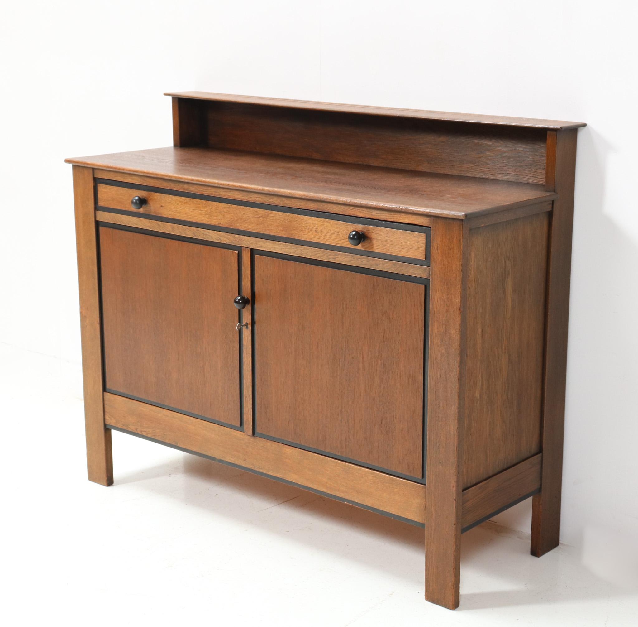 Early 20th Century Oak Art Deco Modernist Credenza by J.A. Muntendam for L.O.V. Oosterbeek, 1920s For Sale