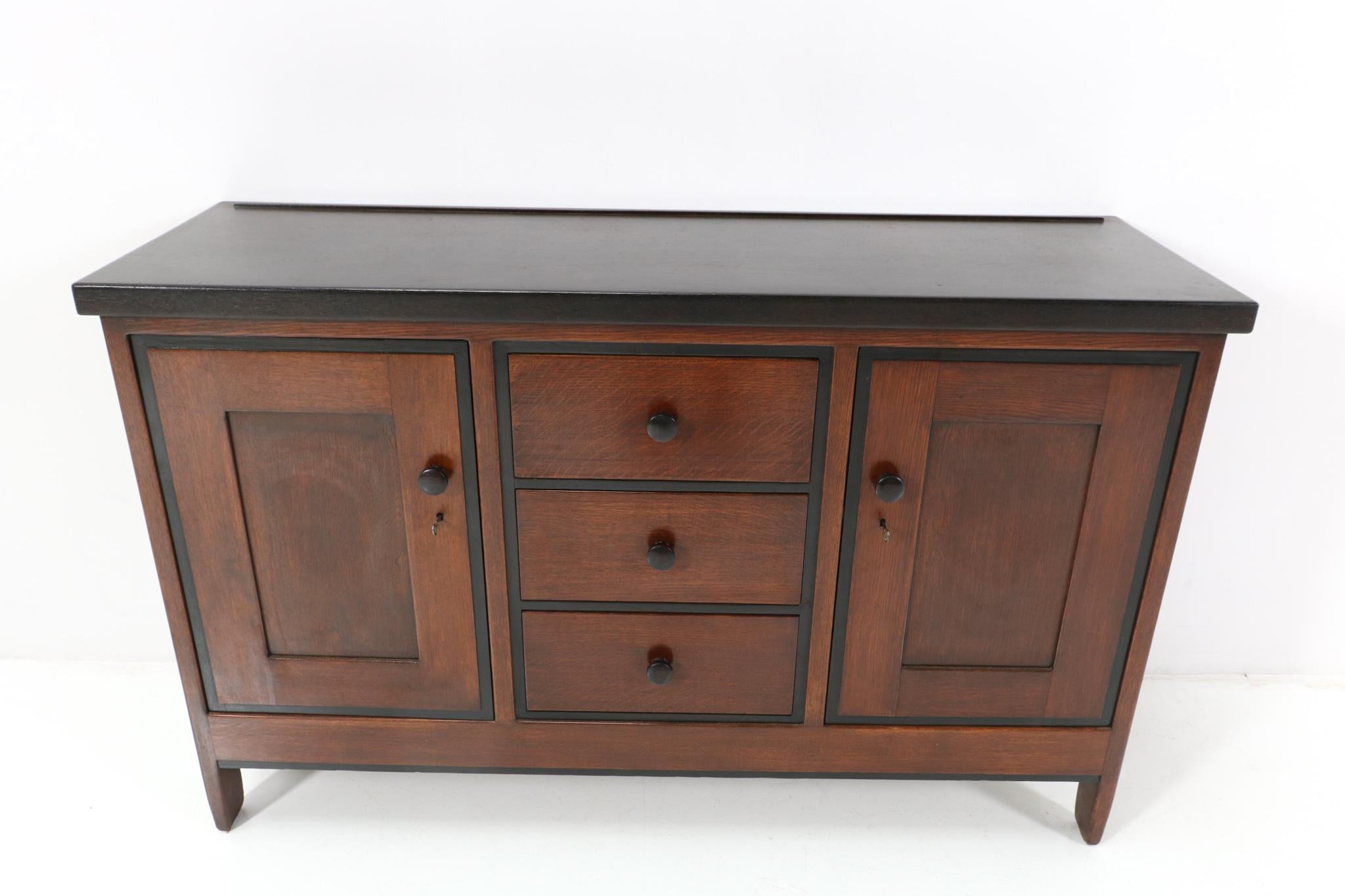 Early 20th Century Oak Art Deco Modernist Credenza or Sideboard by Frits Spanjaard for L.O.V.