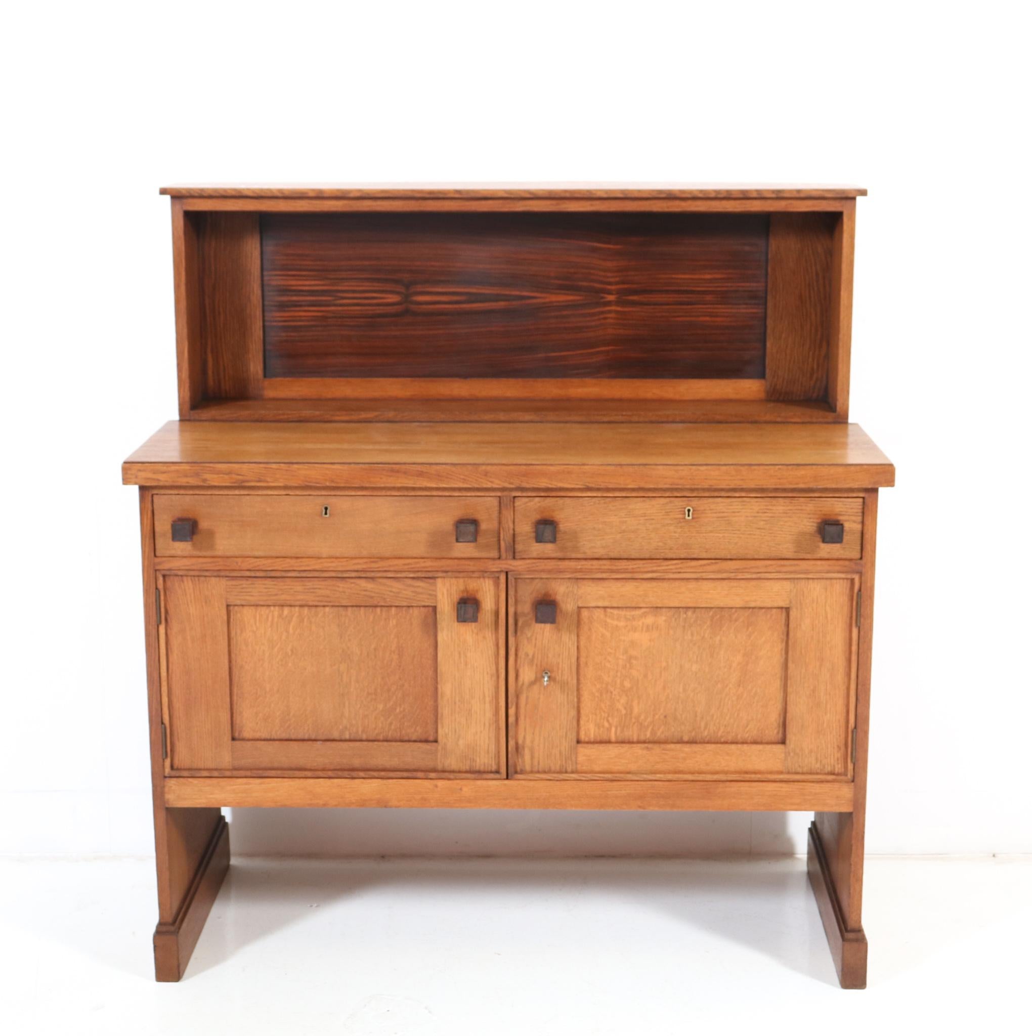 Dutch Oak Art Deco Modernist Credenza or Sideboard by Hendrik Wouda for Pander, 1924 For Sale