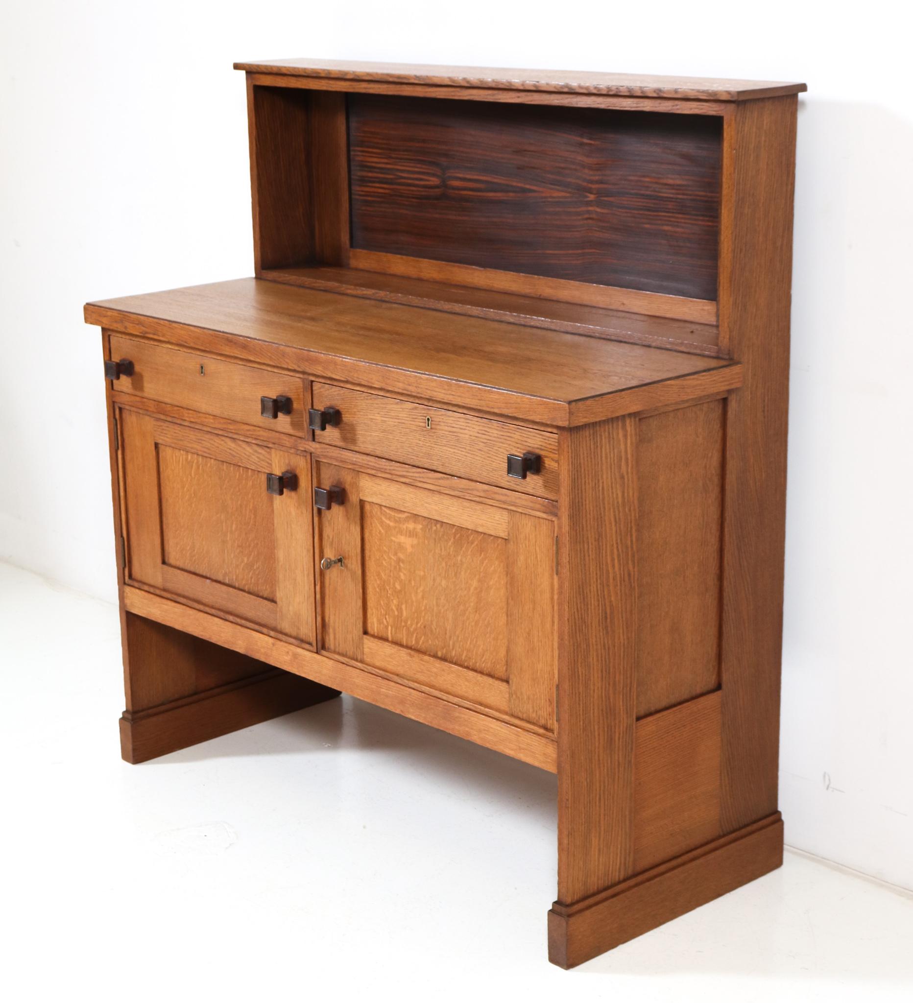 Early 20th Century Oak Art Deco Modernist Credenza or Sideboard by Hendrik Wouda for Pander, 1924 For Sale