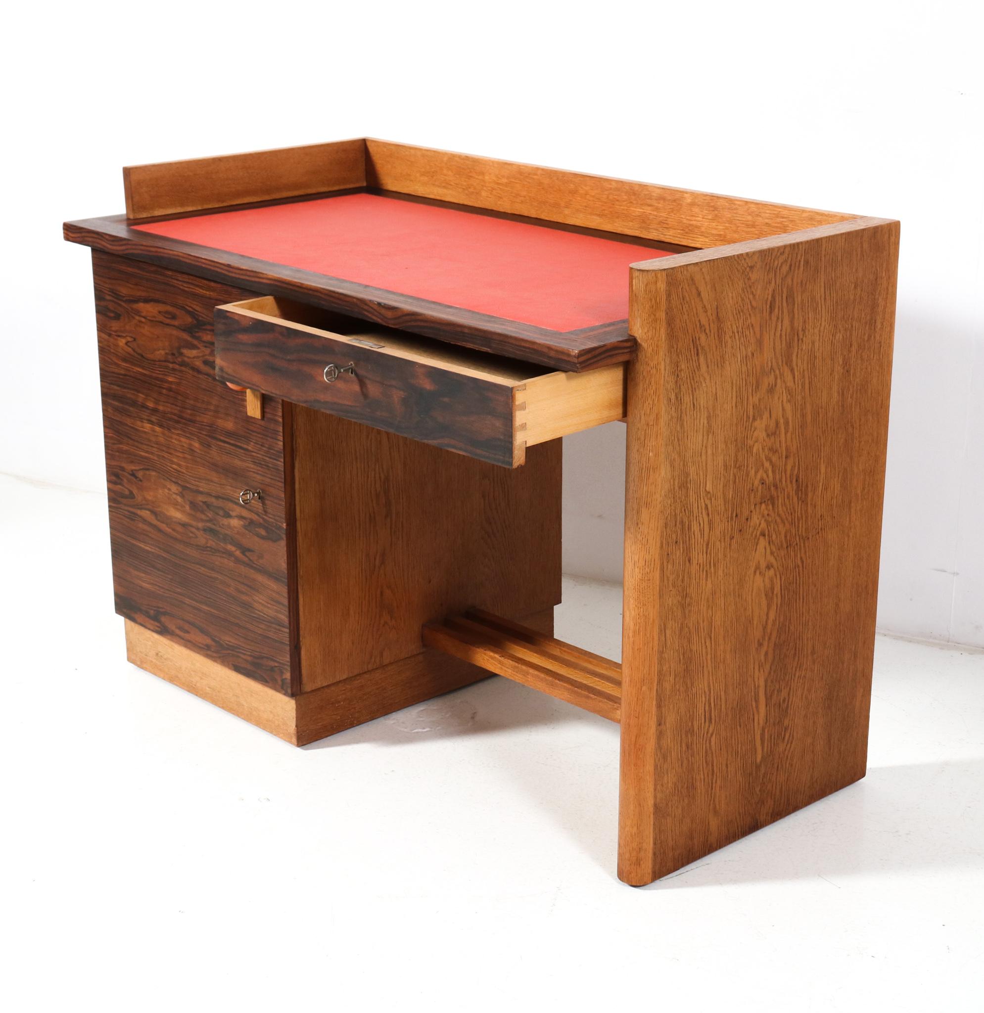 Dutch Oak Art Deco Modernist Desk by Jan Brunott, 1920s