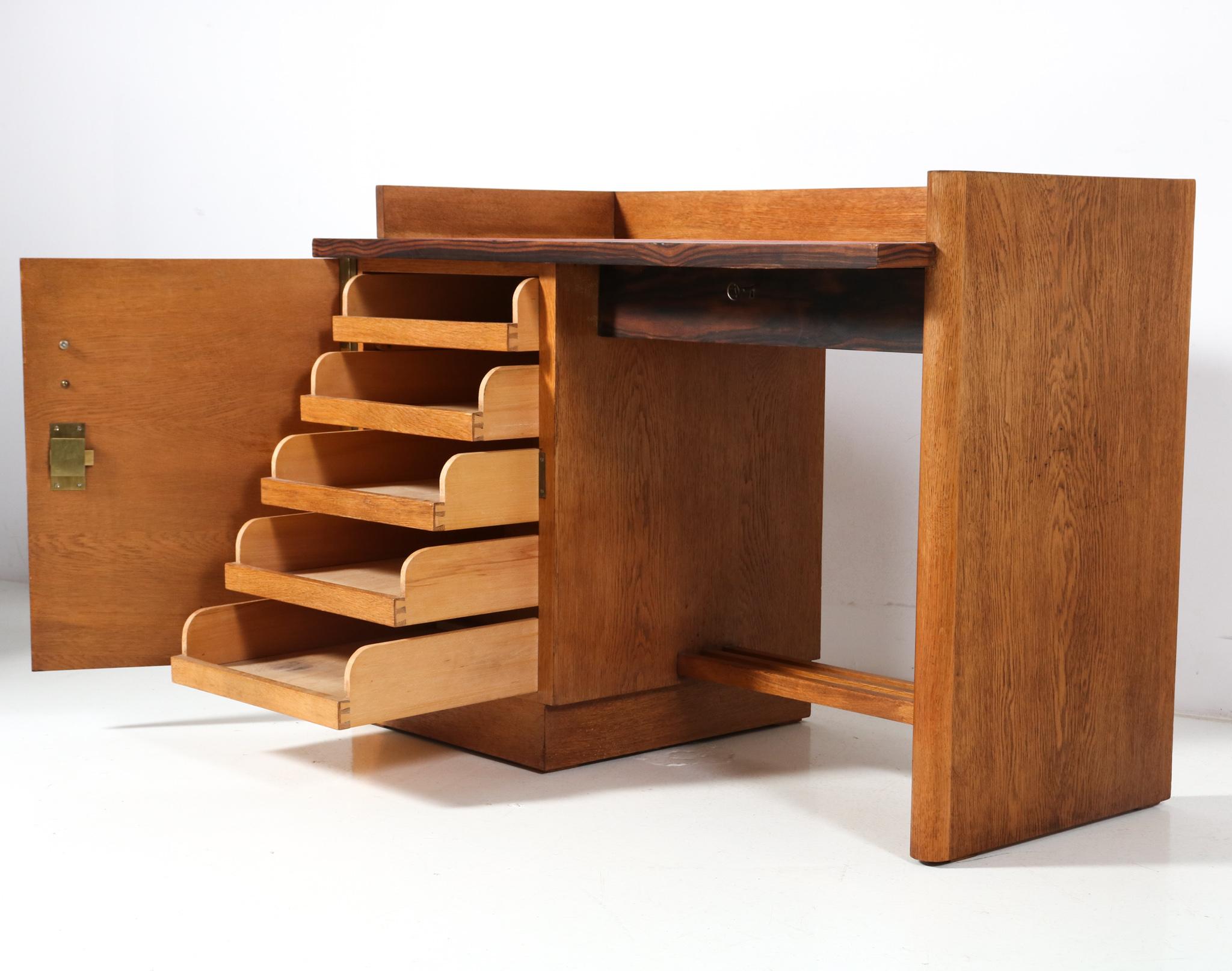 Modernistischer Art-Déco-Schreibtisch aus Eiche von Jan Brunott, 1920er Jahre (Niederländisch)