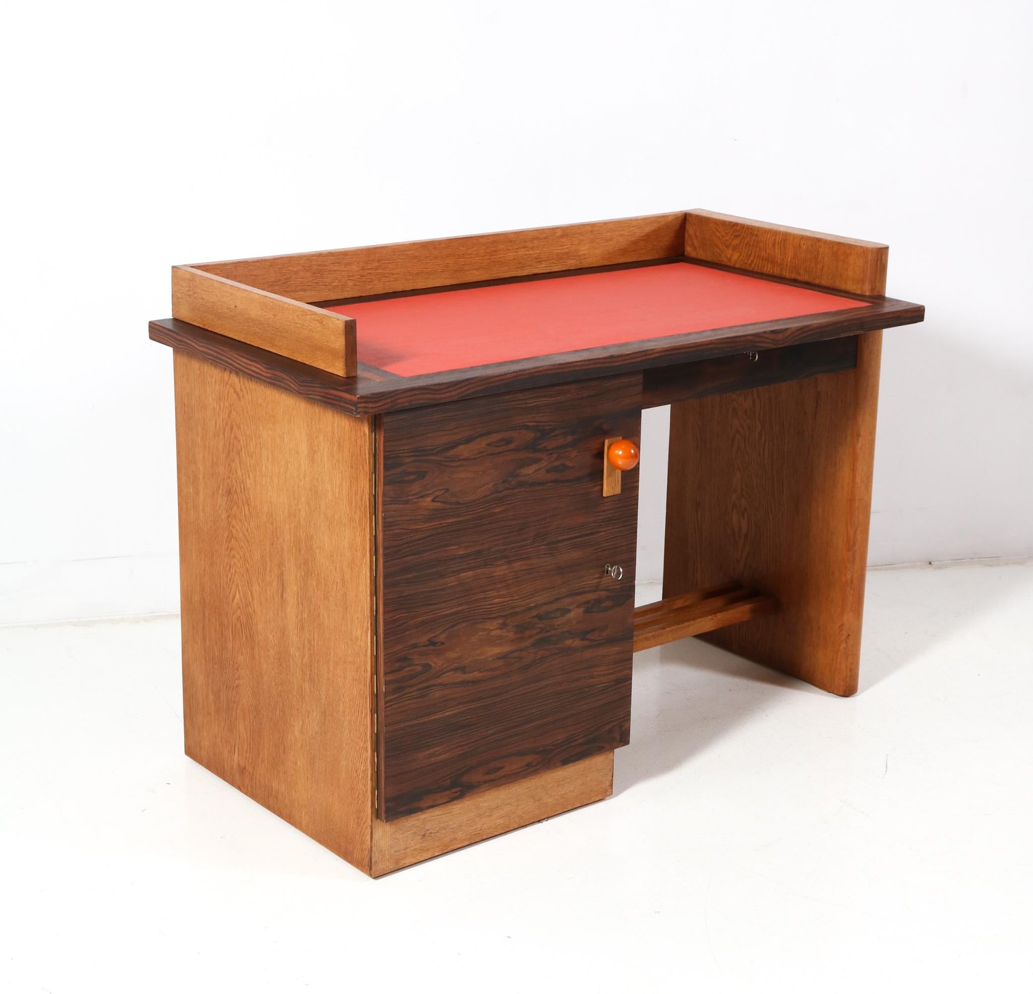 Modernistischer Art-Déco-Schreibtisch aus Eiche von Jan Brunott, 1920er Jahre im Zustand „Gut“ in Amsterdam, NL