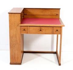 Oak Art Deco Modernist Desk by P.E.L. Izeren for De Genneper Molen, 1920s