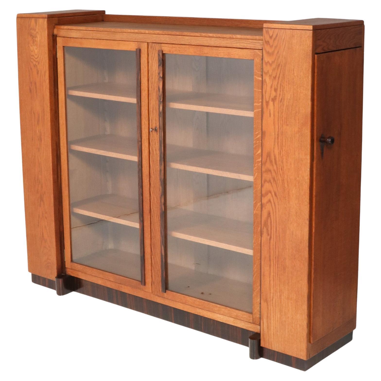 Oak Art Deco Amsterdamse School Bookcase, 1920s For Sale at 1stDibs