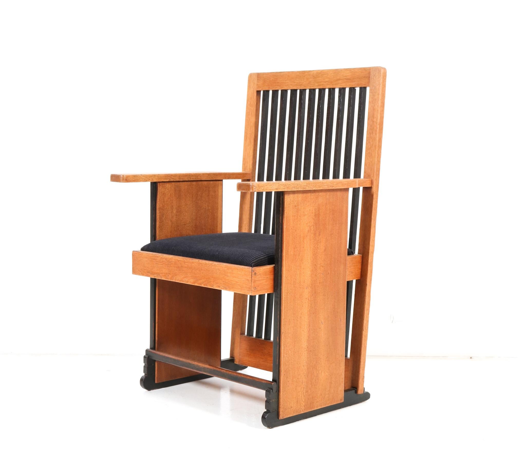  Oak Art Deco Modernist High Back Dining Room Chairs by Architect Caspers, 1920s For Sale 4