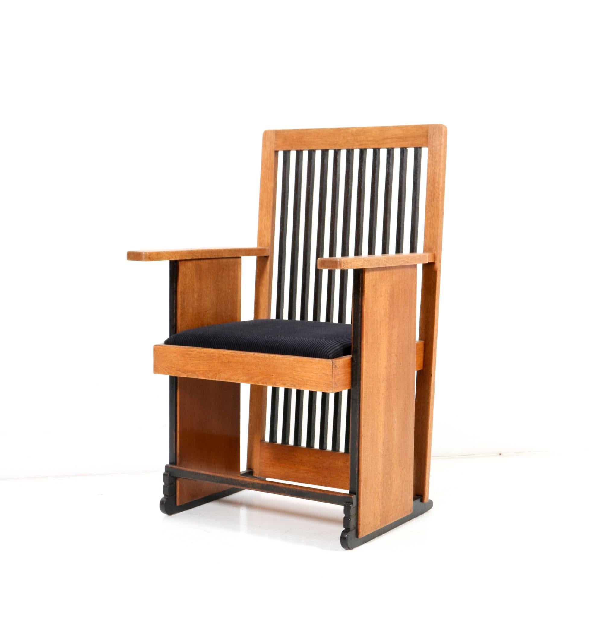  Oak Art Deco Modernist High Back Dining Room Chairs by Architect Caspers, 1920s For Sale 5
