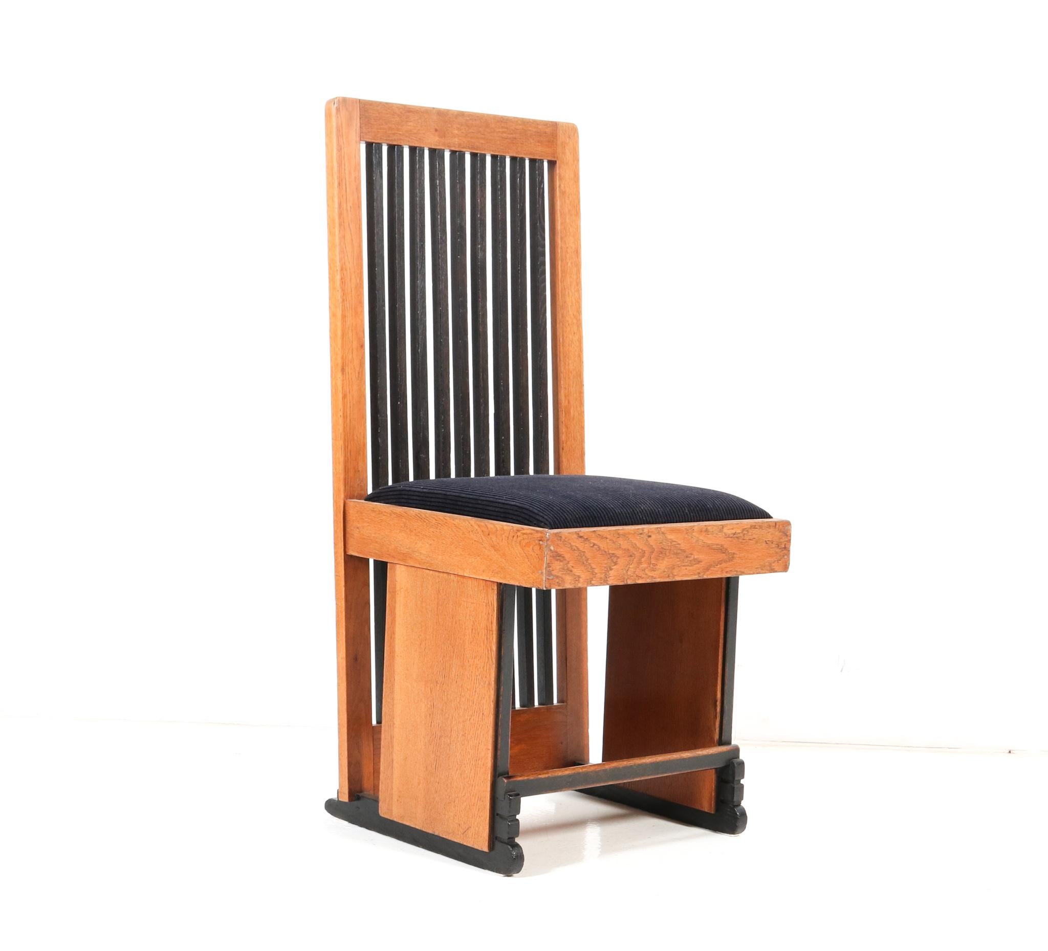  Oak Art Deco Modernist High Back Dining Room Chairs by Architect Caspers, 1920s For Sale 6