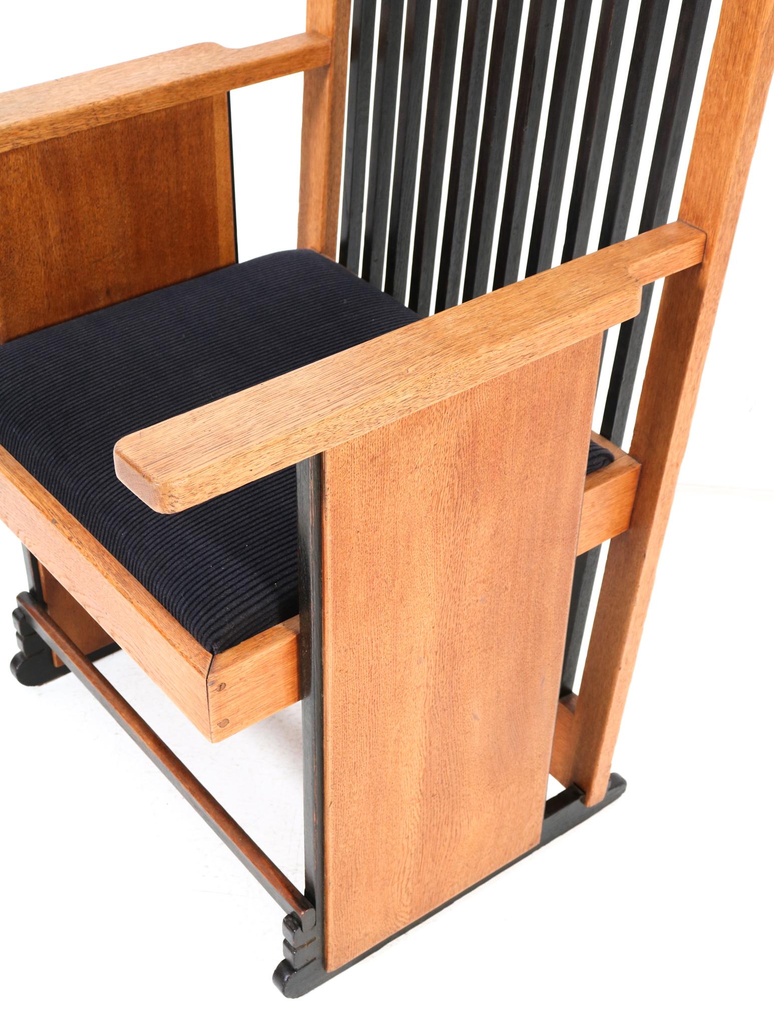  Oak Art Deco Modernist High Back Dining Room Chairs by Architect Caspers, 1920s For Sale 13