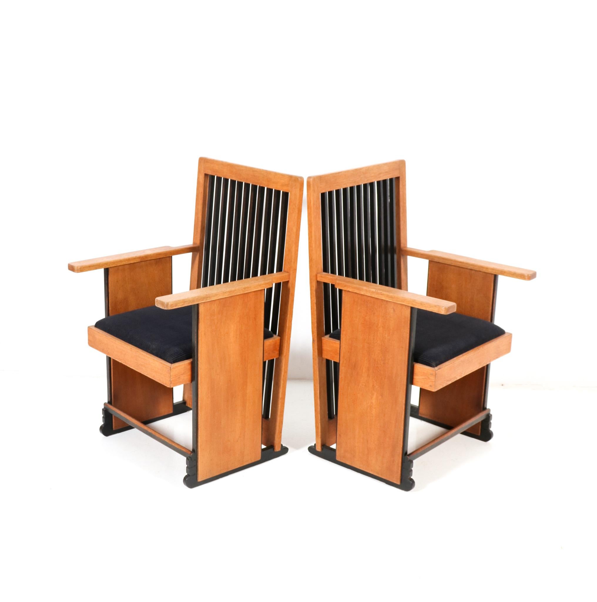  Oak Art Deco Modernist High Back Dining Room Chairs by Architect Caspers, 1920s For Sale 1