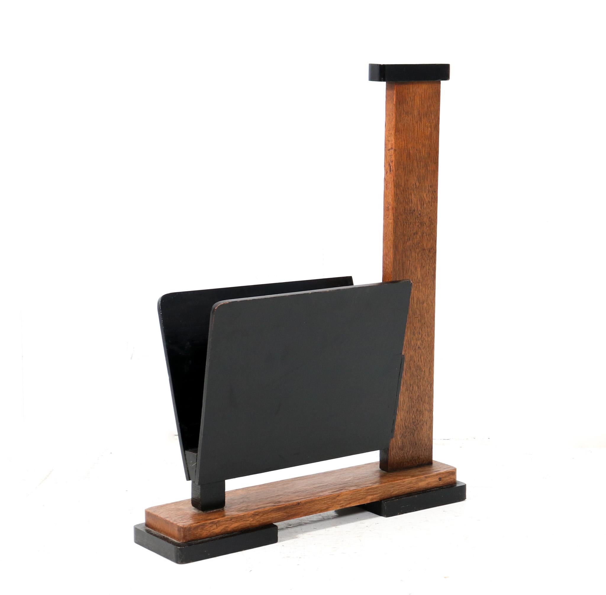 Oak Art Deco Modernist Magazine Rack, 1920s 1