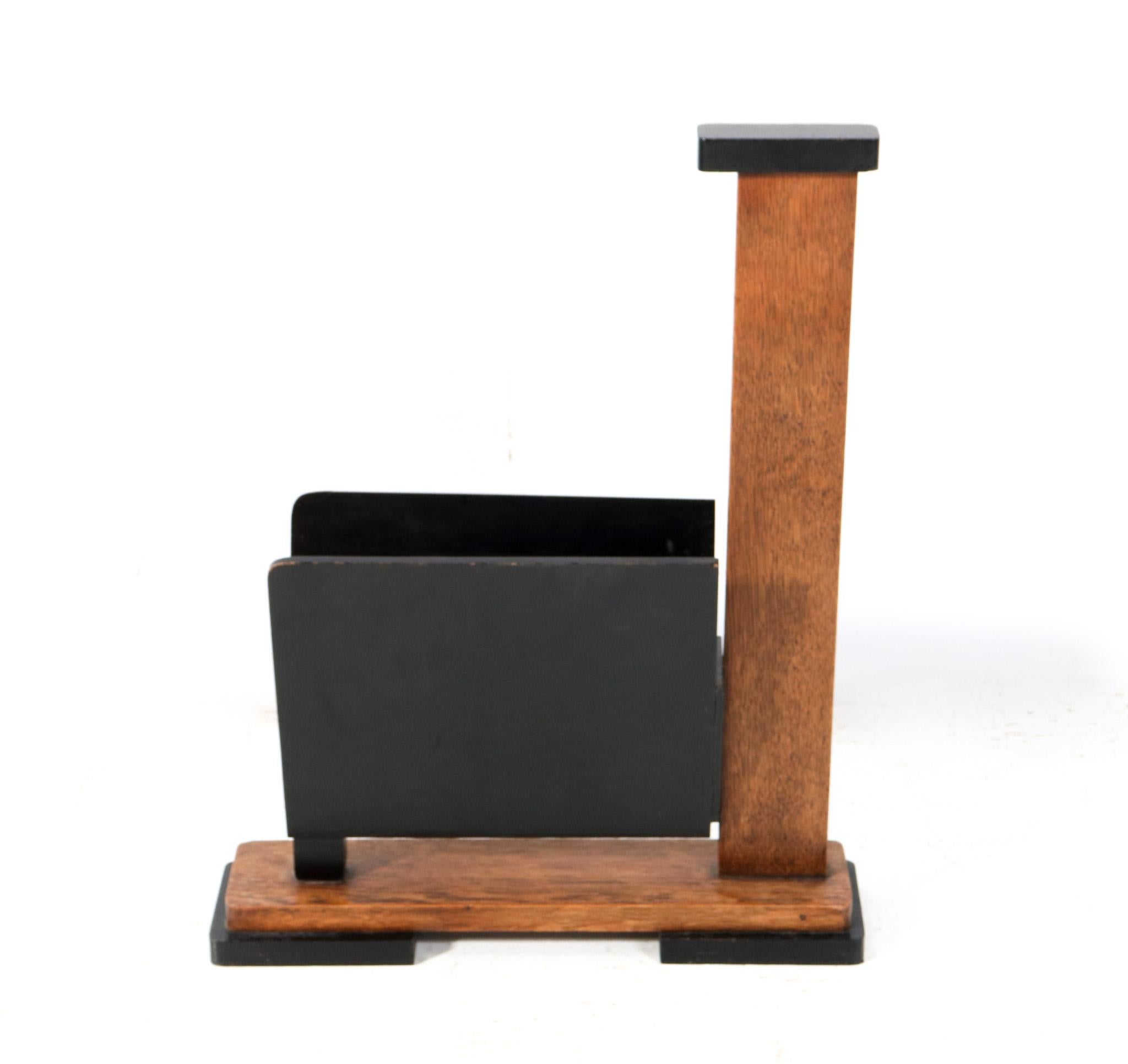 Oak Art Deco Modernist Magazine Rack, 1920s 2