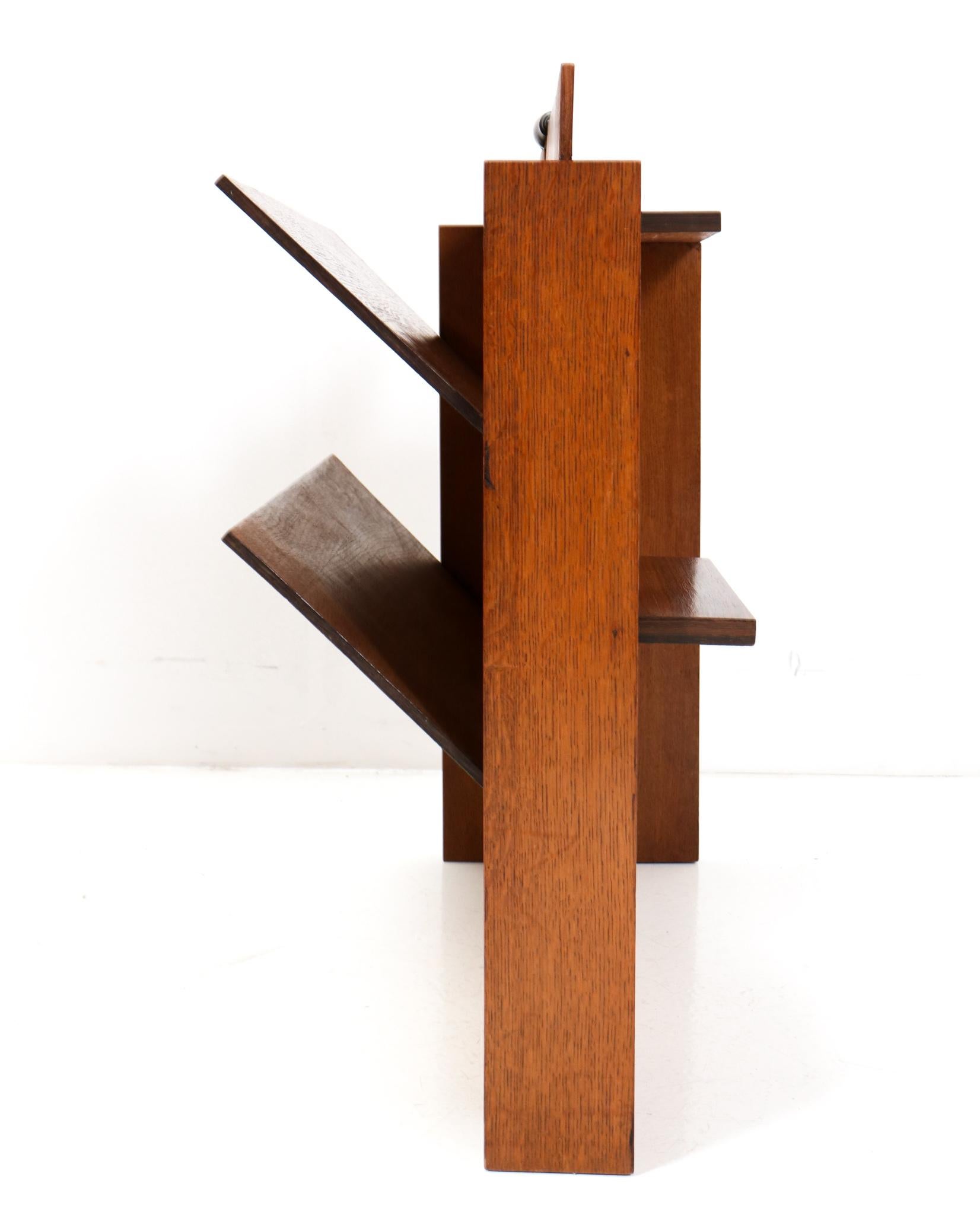 Early 20th Century Oak Art Deco Modernist Magazine Rack by Frits Spanjaard, 1920s For Sale