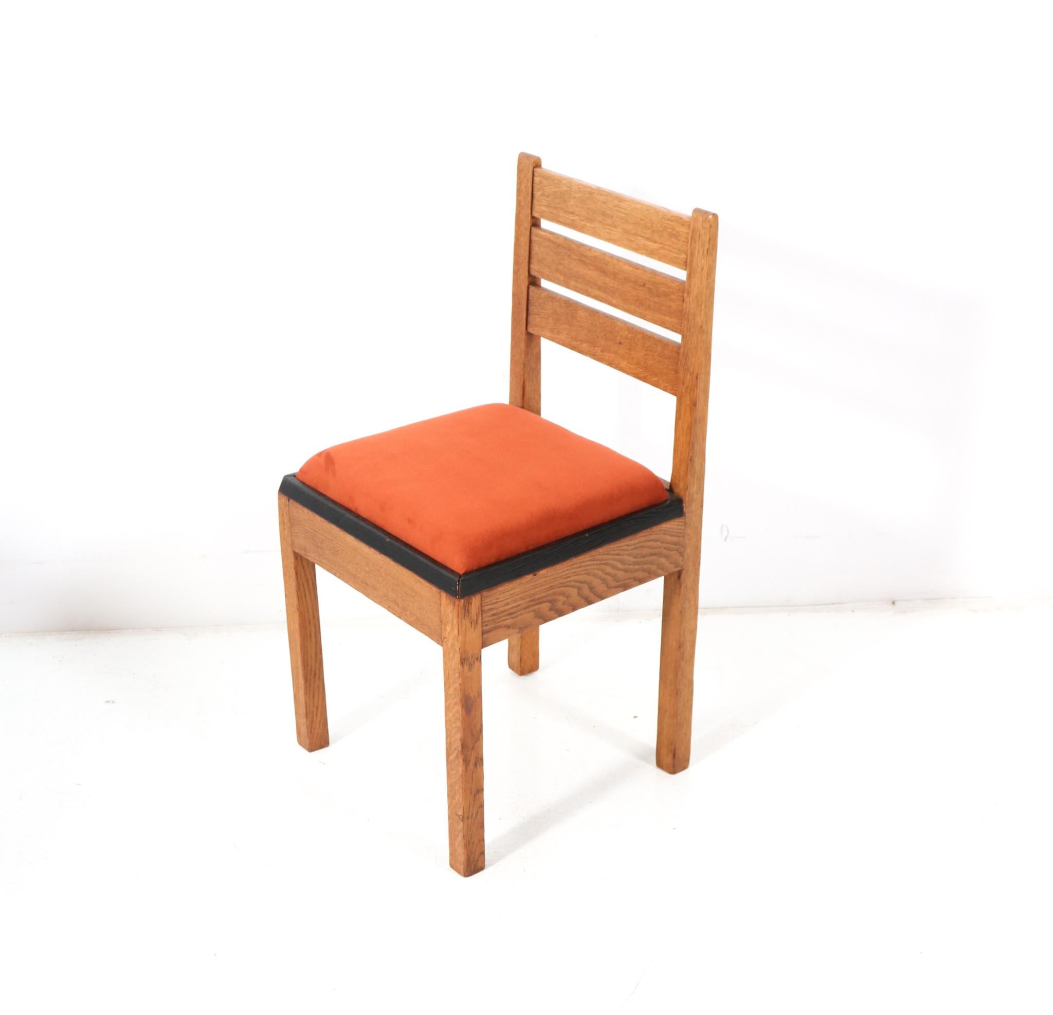 Dutch Oak Art Deco Modernist Side Chair by Jan Brunott, 1920s For Sale