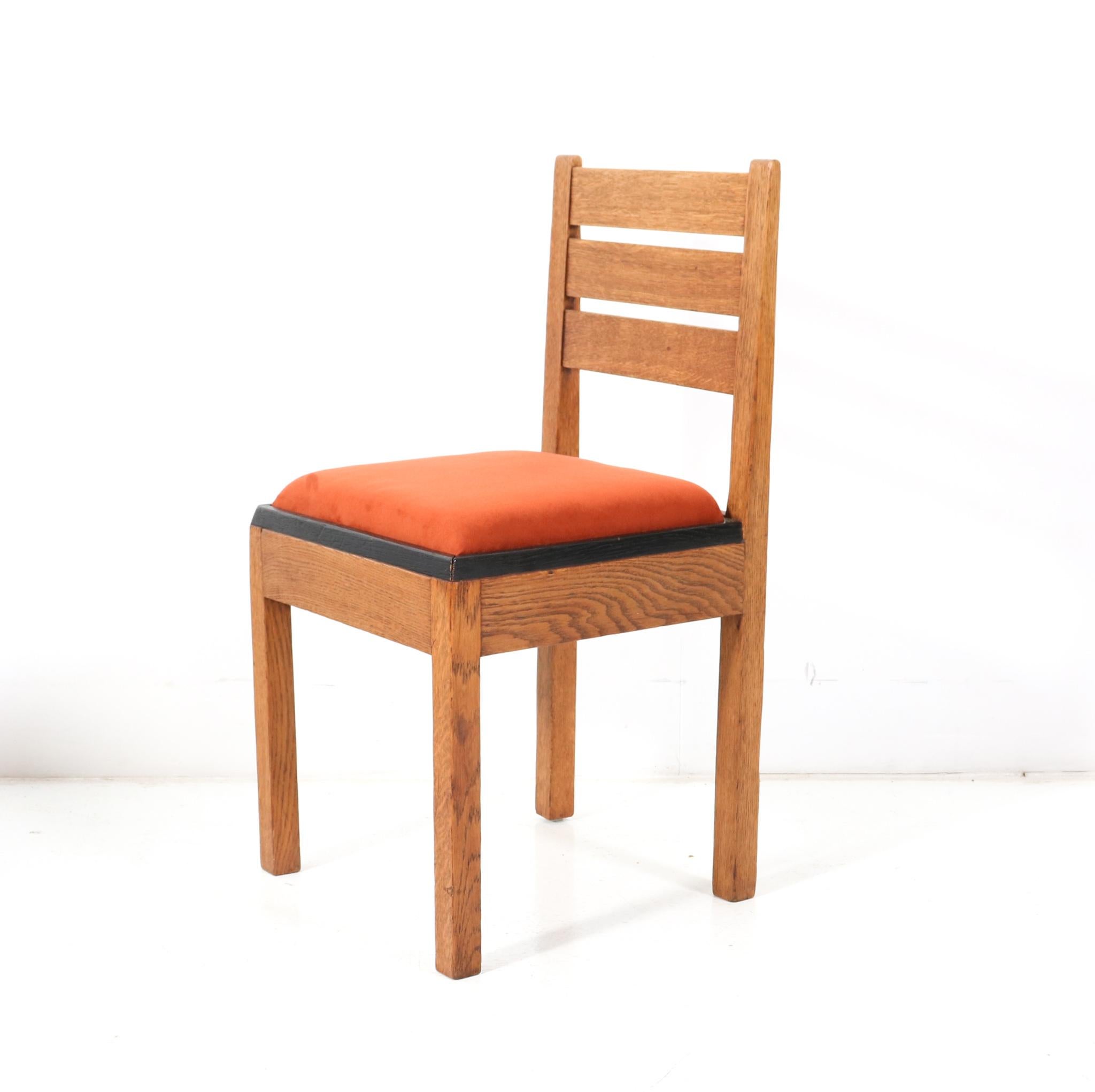 Oak Art Deco Modernist Side Chair by Jan Brunott, 1920s In Good Condition For Sale In Amsterdam, NL