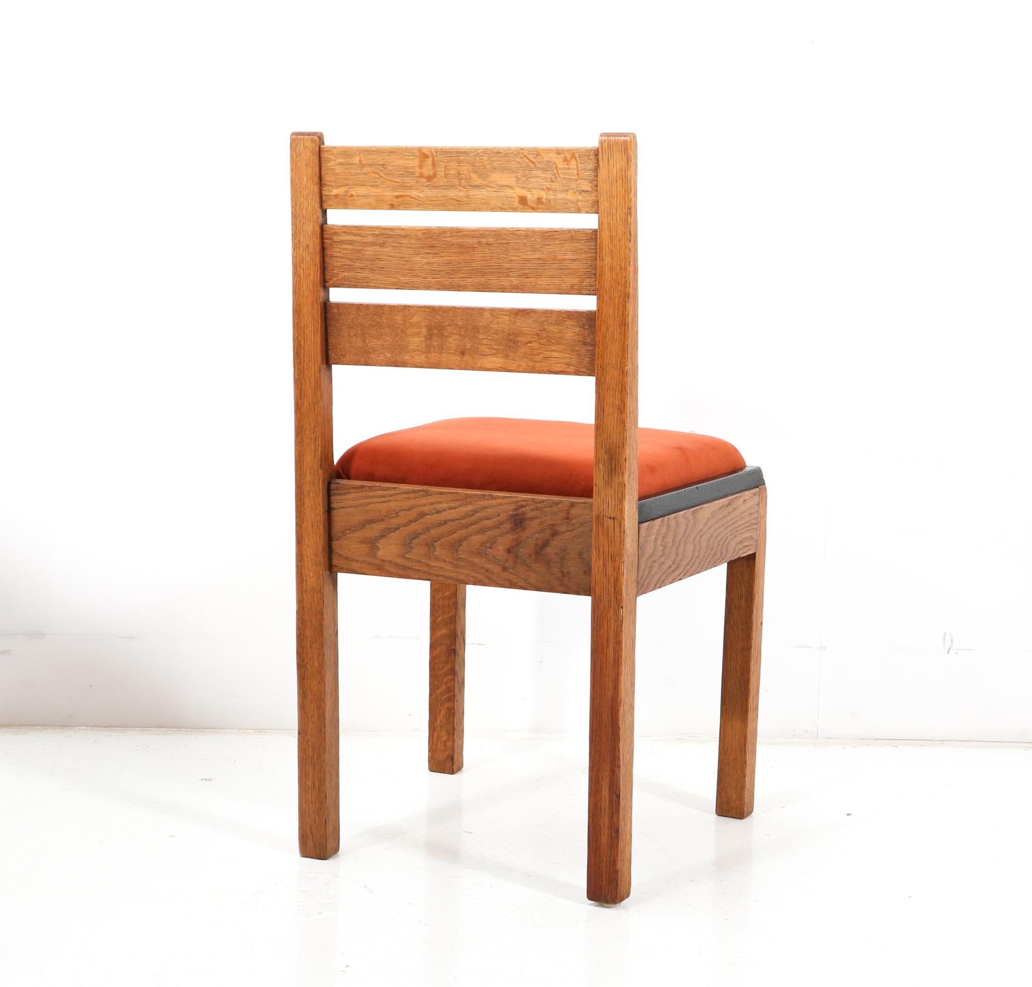 Fabric Oak Art Deco Modernist Side Chair by Jan Brunott, 1920s For Sale
