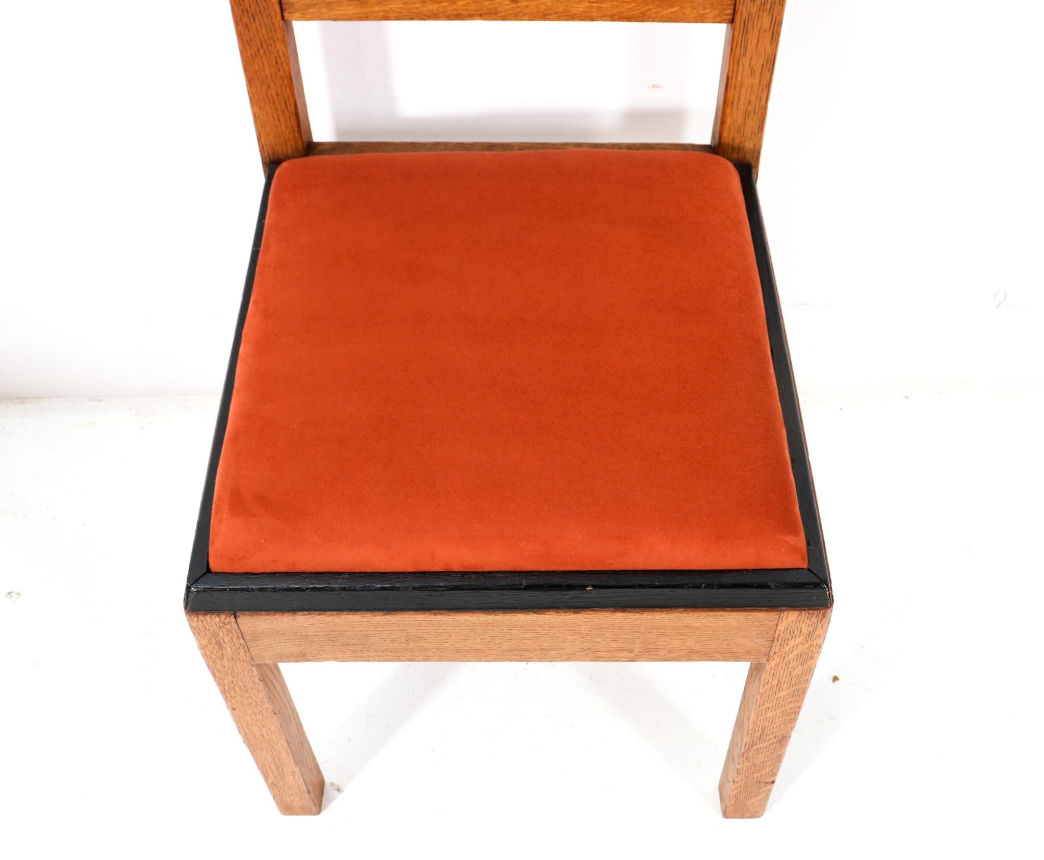 OAK Art Deco Modernist Side Chair von Jan Brunott, 1920er Jahre (Stoff) im Angebot