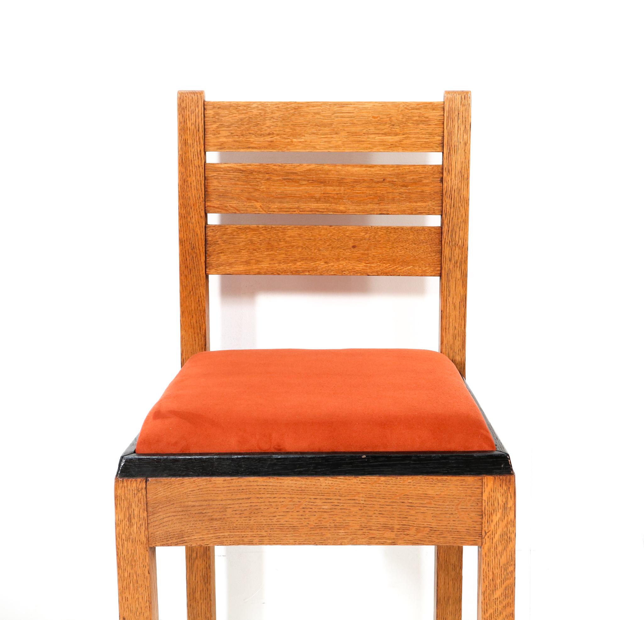 Oak Art Deco Modernist Side Chair by Jan Brunott, 1920s For Sale 2